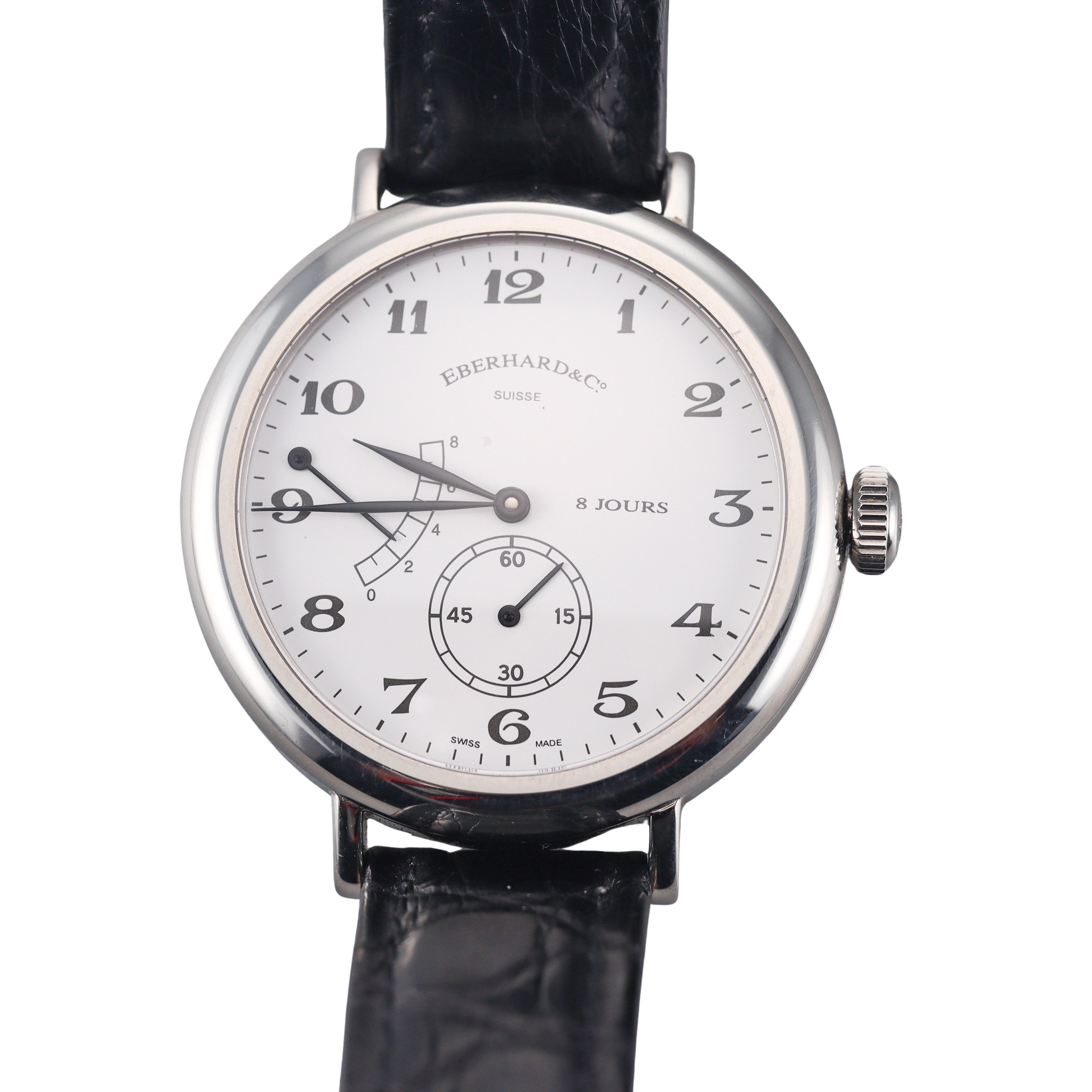 Eberhard 8 Days Power Reserve Steel Manual Wind Watch 21017