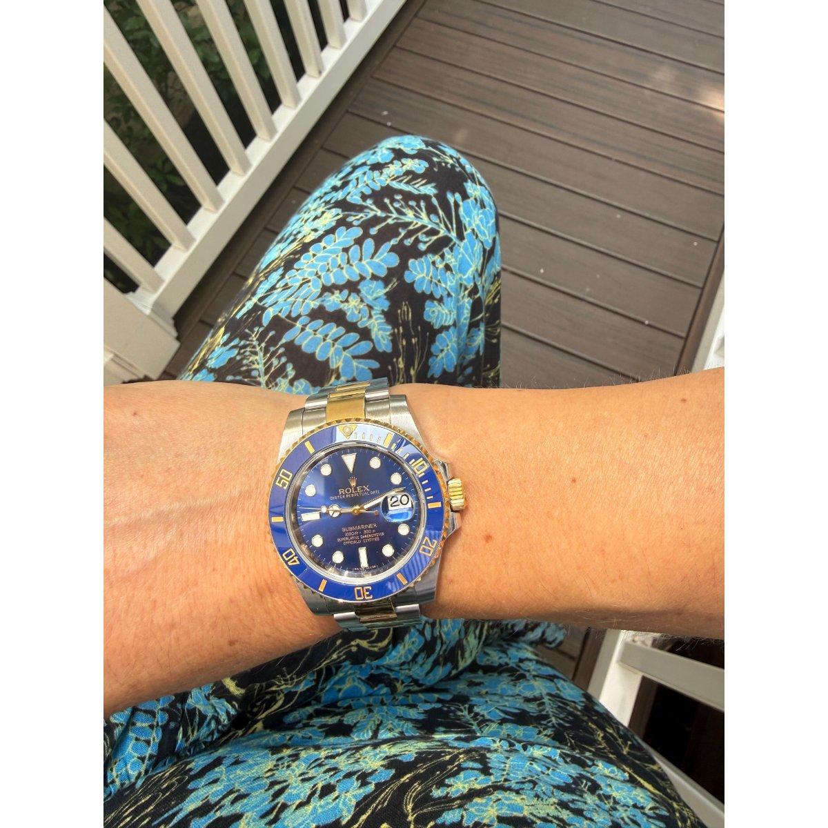 Rolex Submariner Blue Two Tone Gold Steel 41mm Watch 116613LB Full Kit