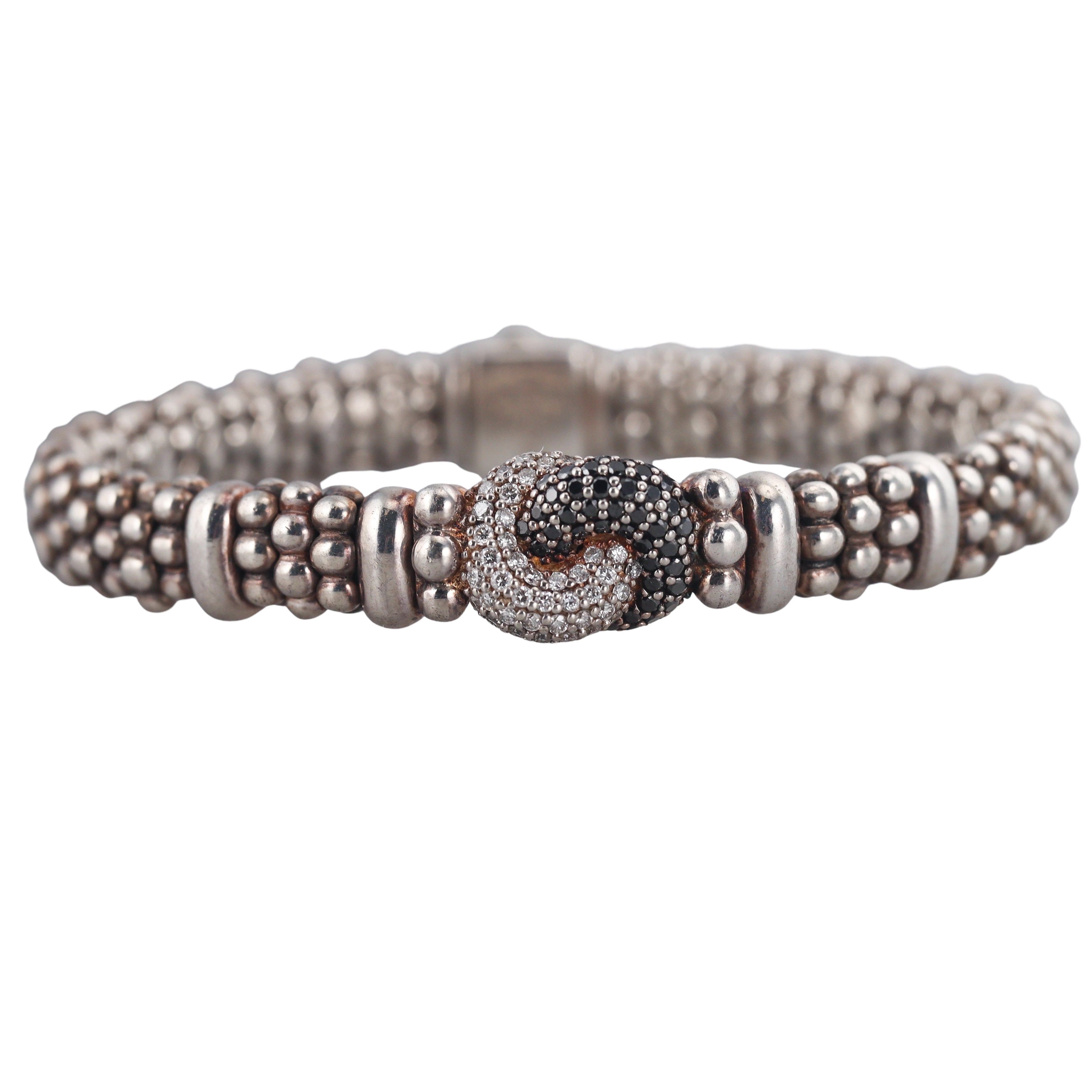 Lagos Caviar Silver Diamond Knot Bracelet