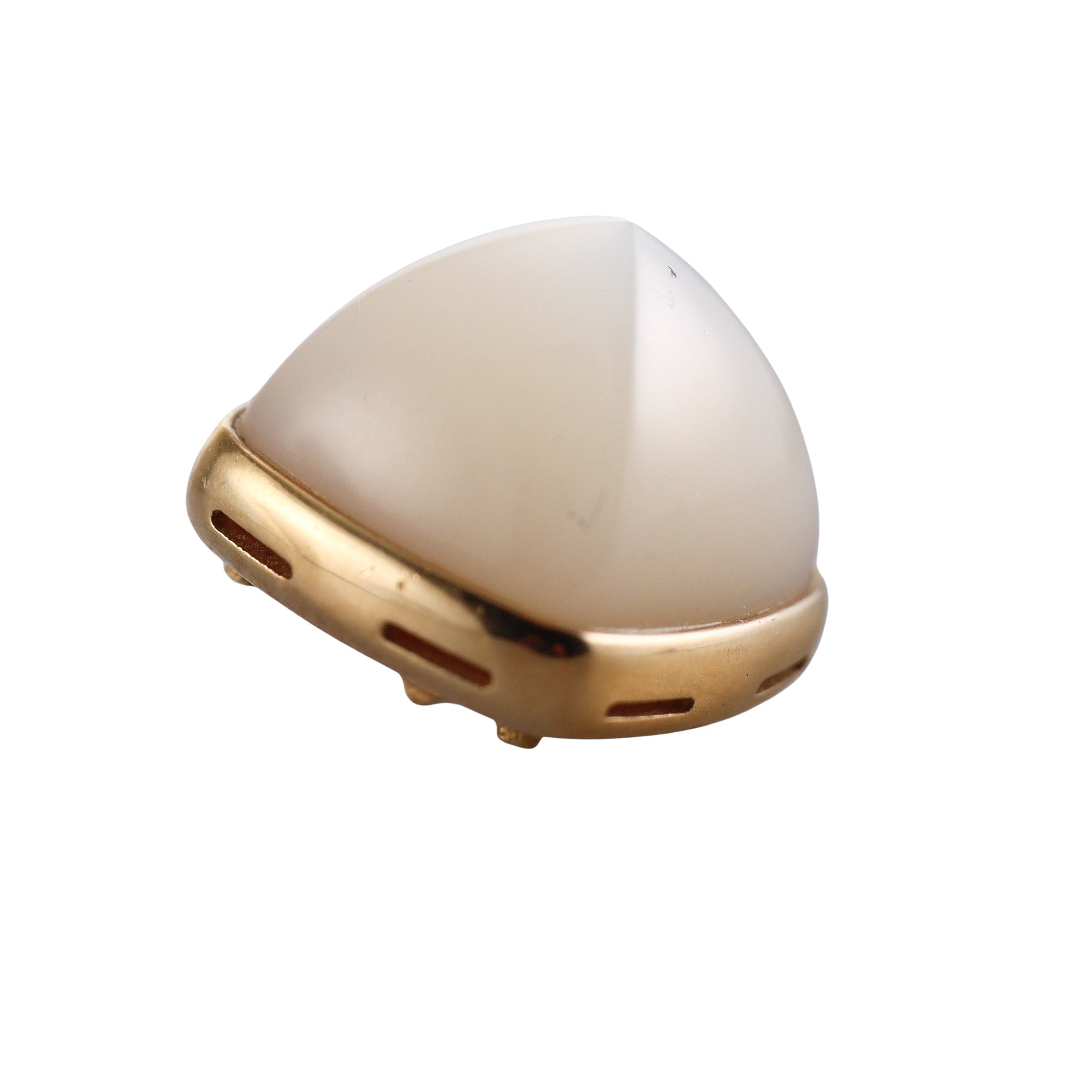 Fred Paris Pain de Sucre 18k Yellow Gold Mother of Pearl Cabochon Ring Top