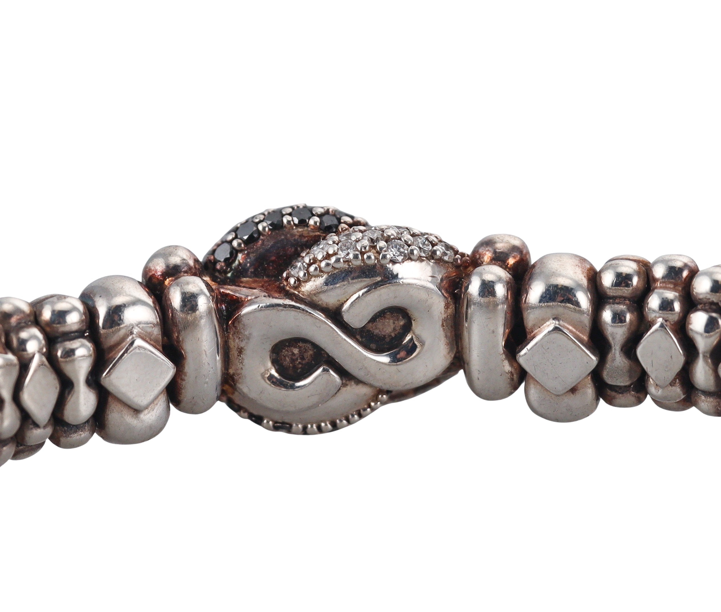 Lagos Caviar Silver Diamond Knot Bracelet