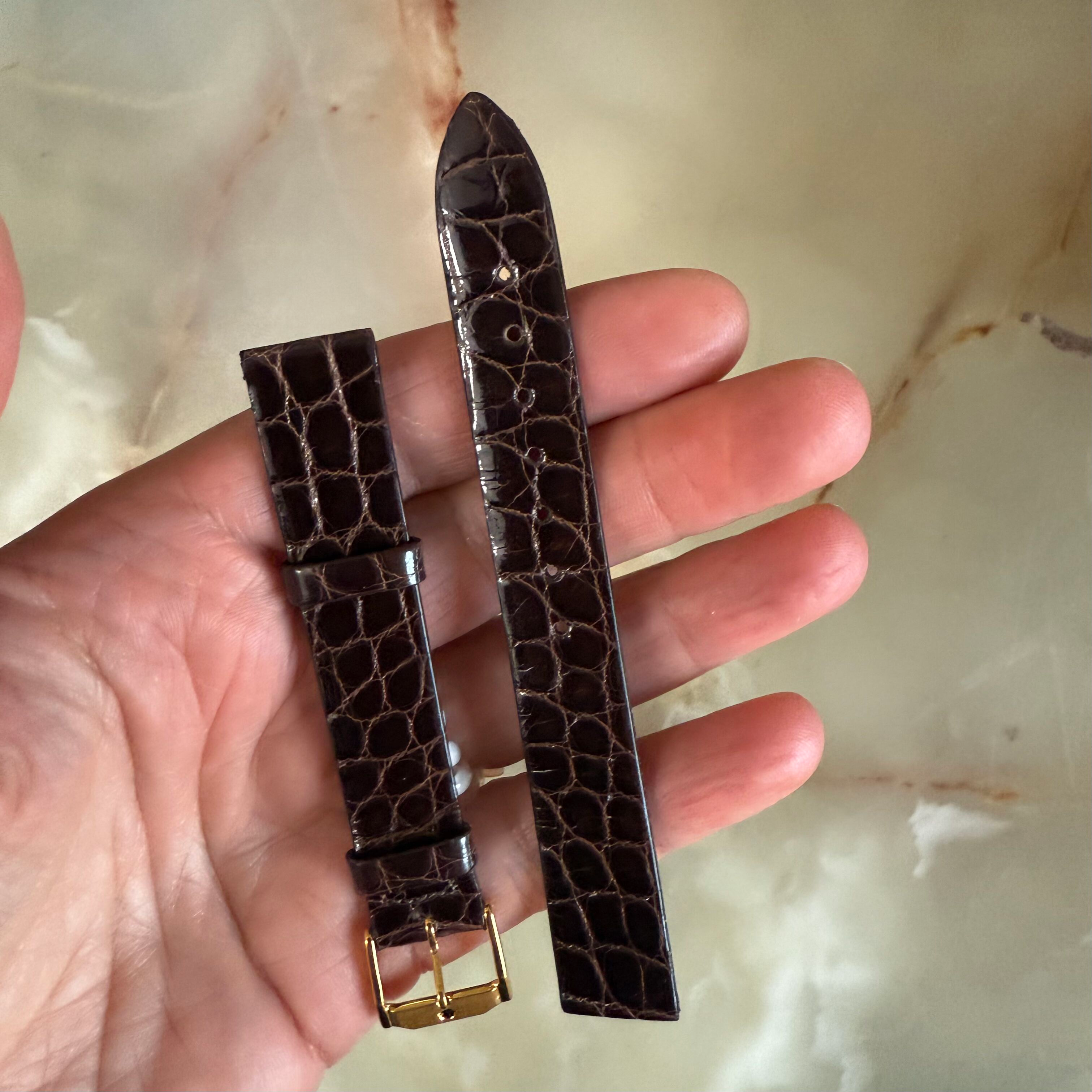 Authentic Movado Brown Crocodile Watch Strap Band 15mm with Buckle 1491