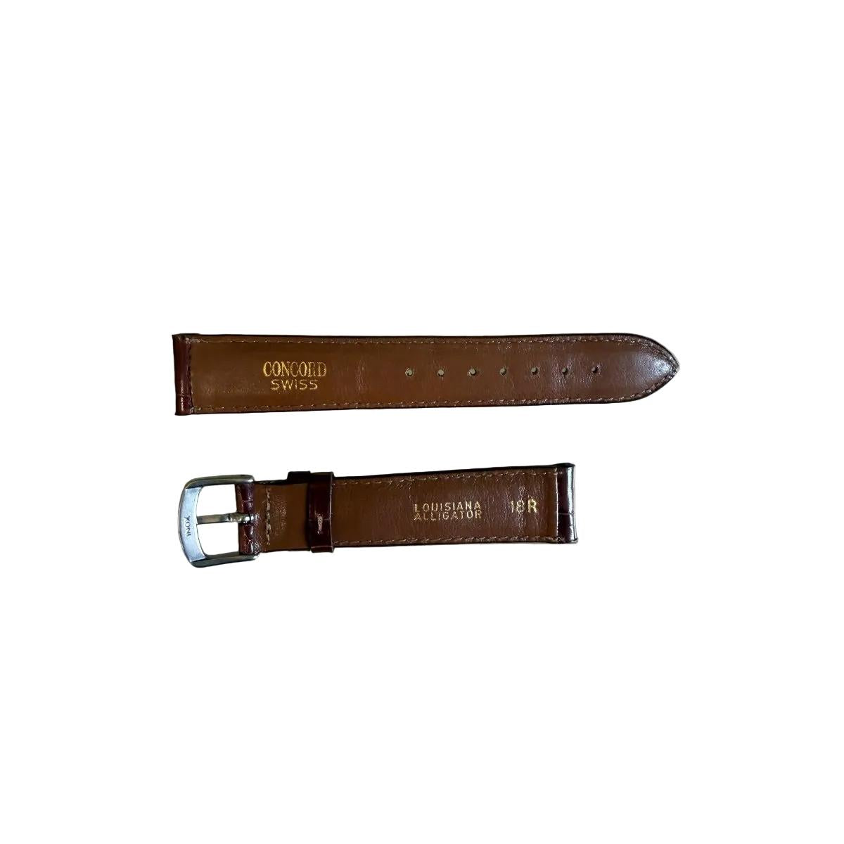 Authentic Concord Brown Alligator Watch Strap Band 18mm w Buckle