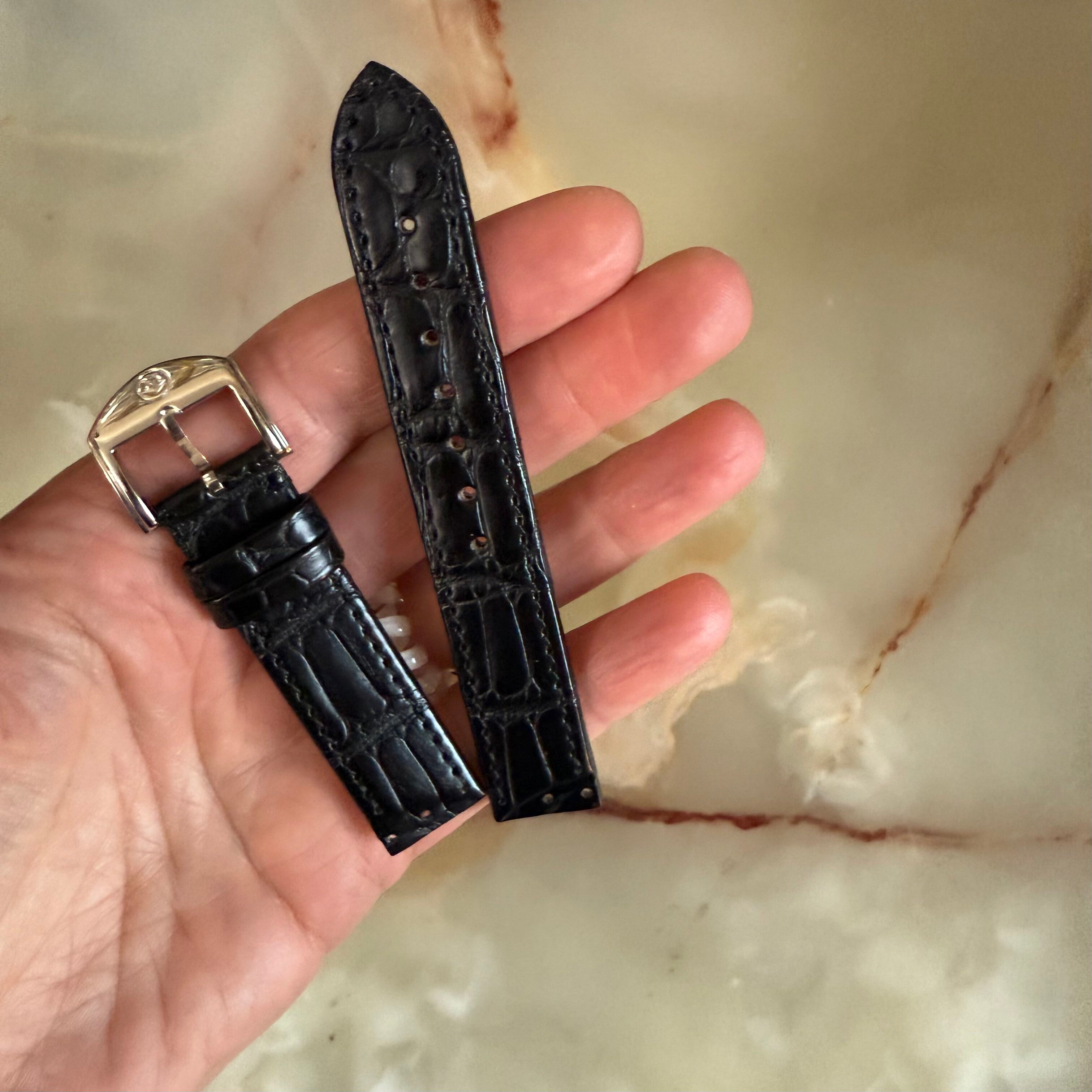 Authentic Movado Black Alligator Watch Strap Band 16mm with Buckle 2050
