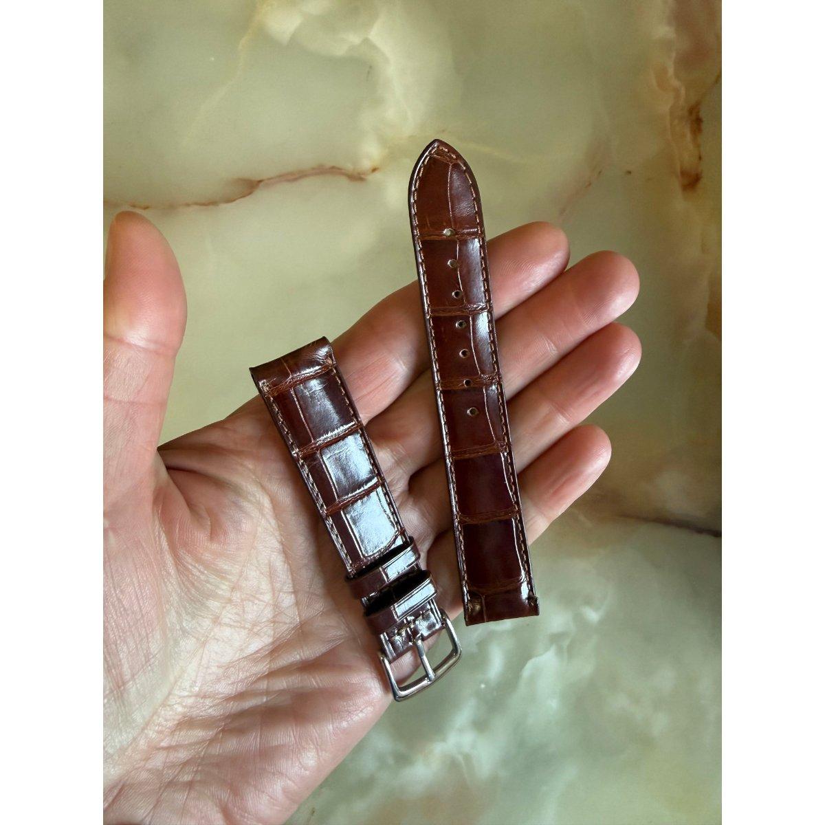 Authentic Concord Brown Alligator Watch Strap Band 18mm w Buckle