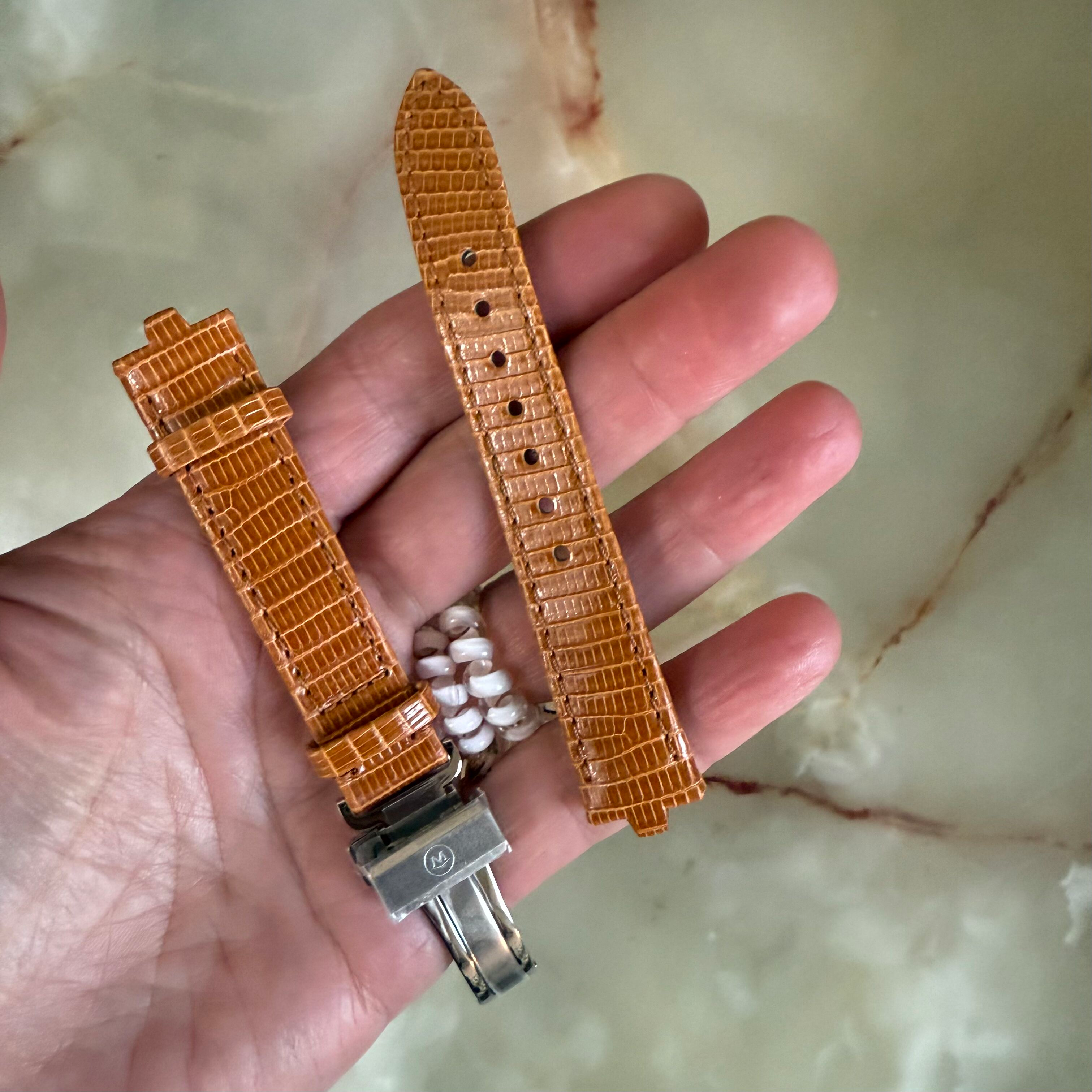Authentic Movado Brown Lizard Watch Strap Band 16mm with Deployant Clasp 4993