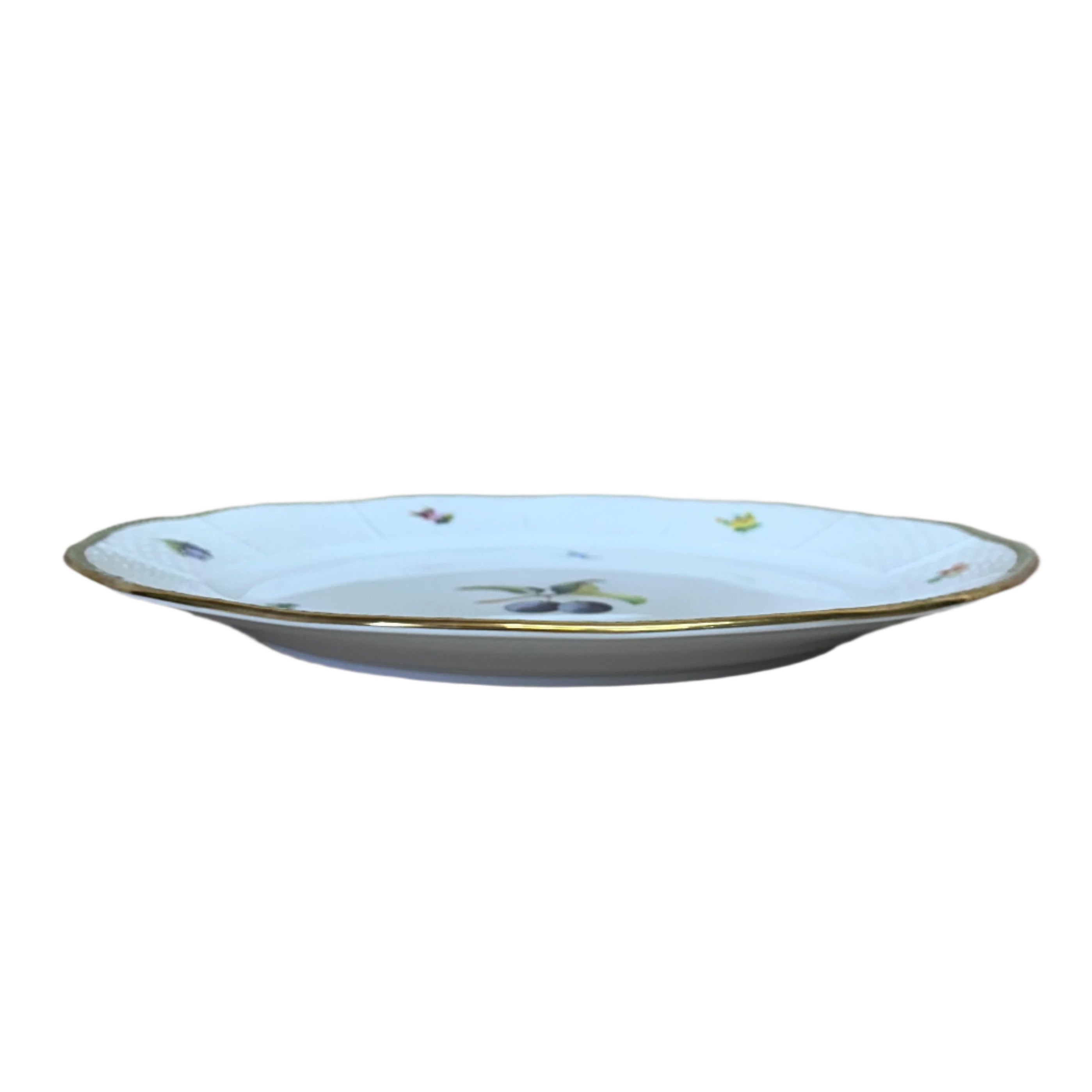 Set of 2 Herend Fruits Sketch Prune Porcelain Dinner Plate 524-0-00/EDF-2