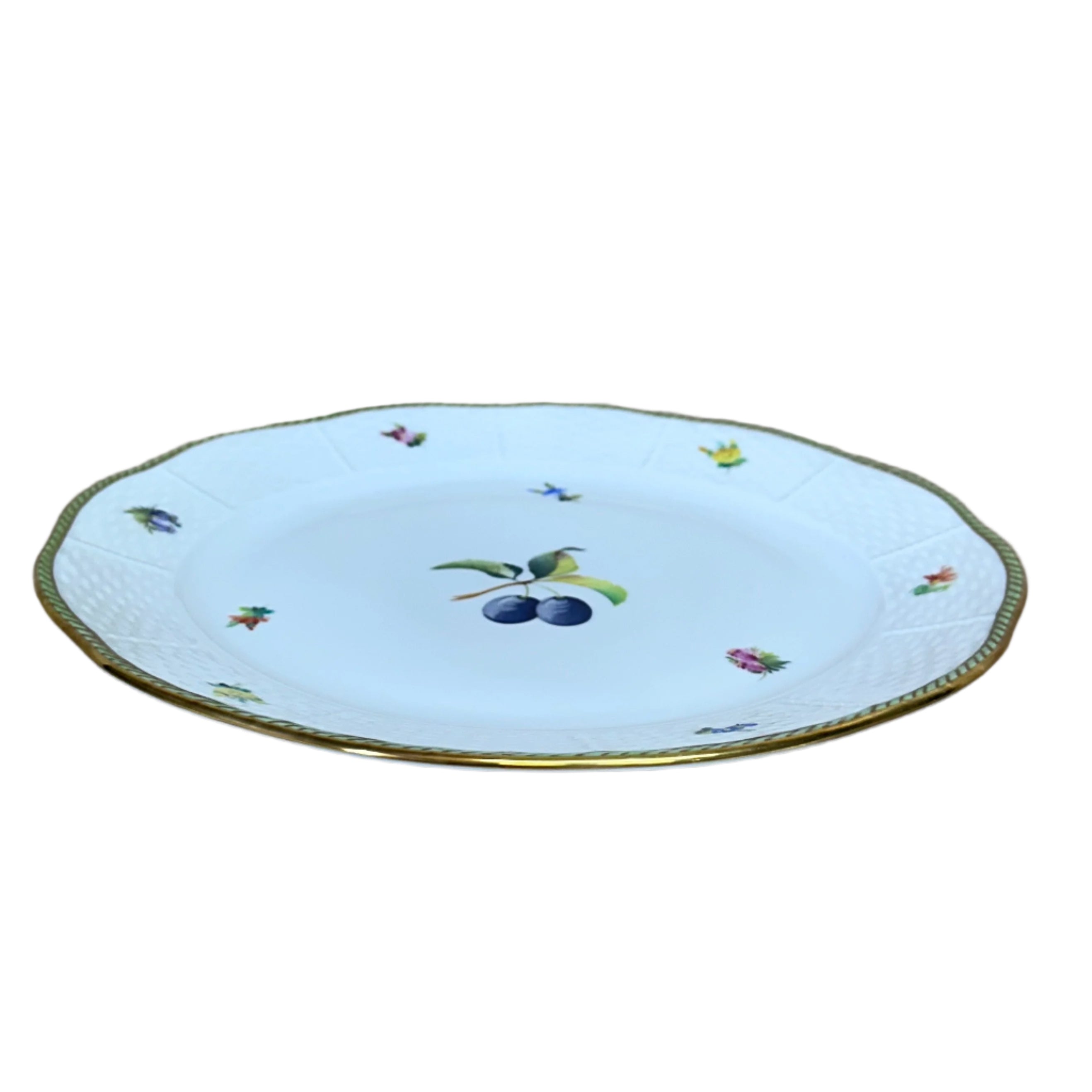 Set of 2 Herend Fruits Sketch Prune Porcelain Dinner Plate 524-0-00/EDF-2