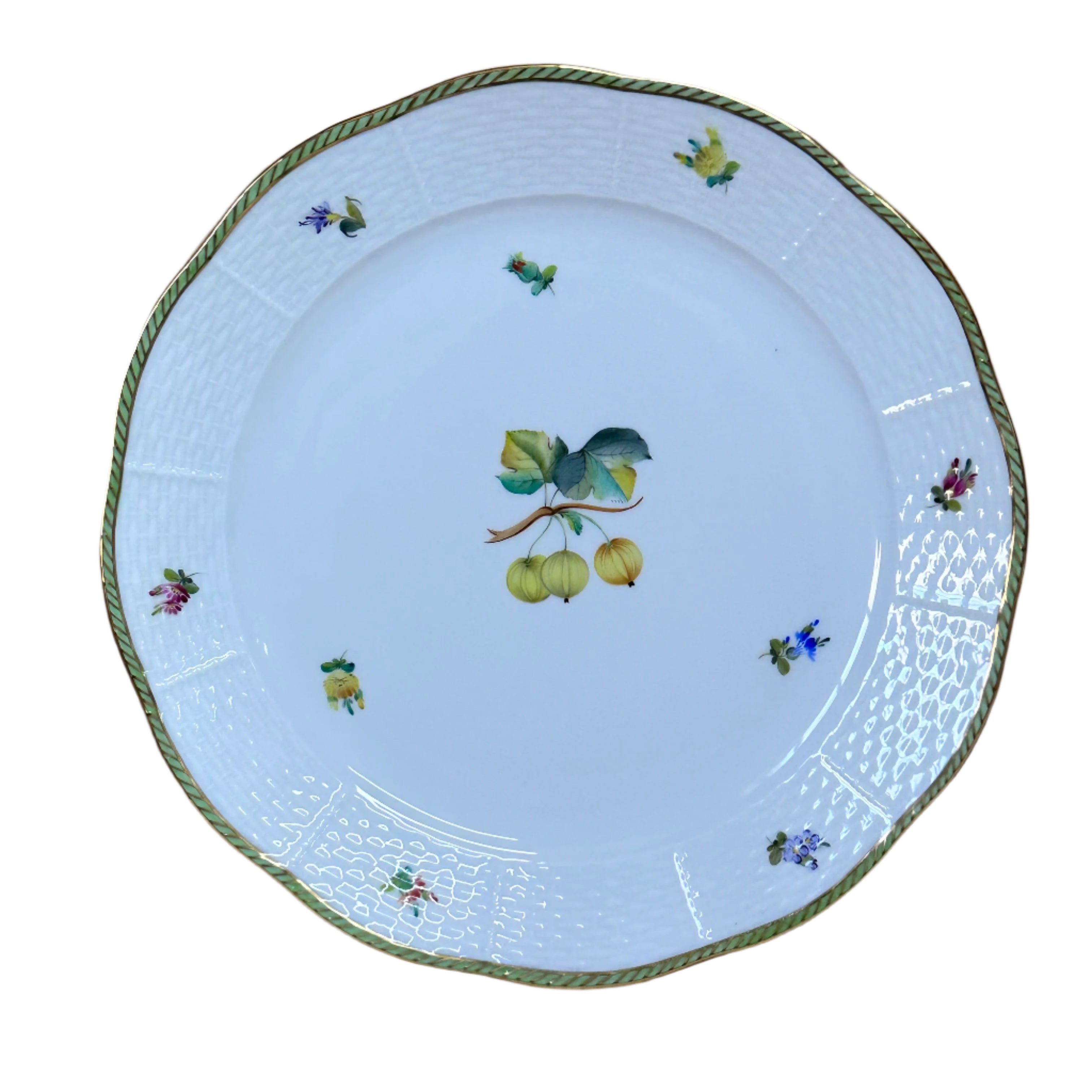 Set of 2 Herend Fruits Sketch Porcelain Dinner Plate 524-0-00/EDF-4