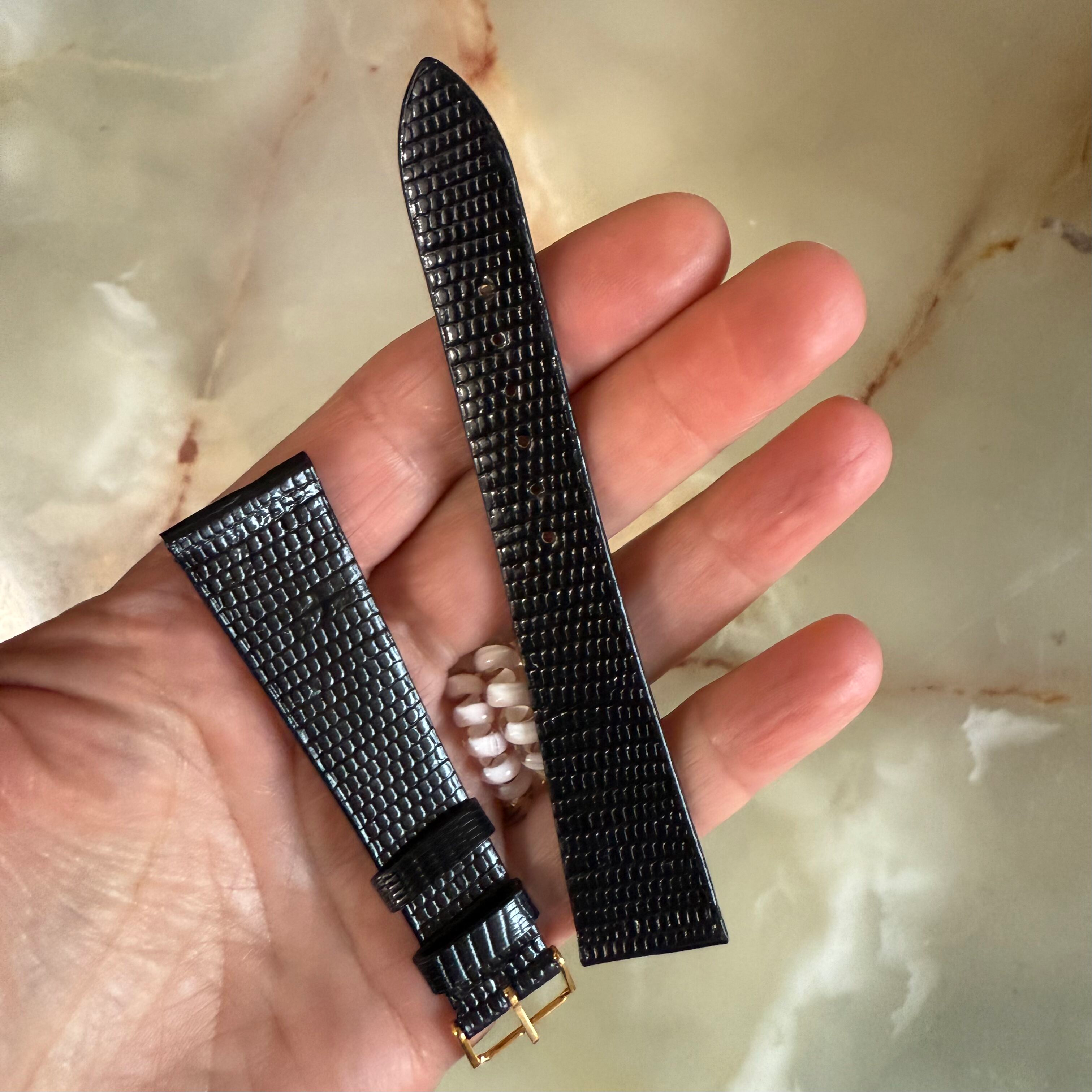 Authentic Movado Black Lizard Watch Strap Band 19mm with Buckle