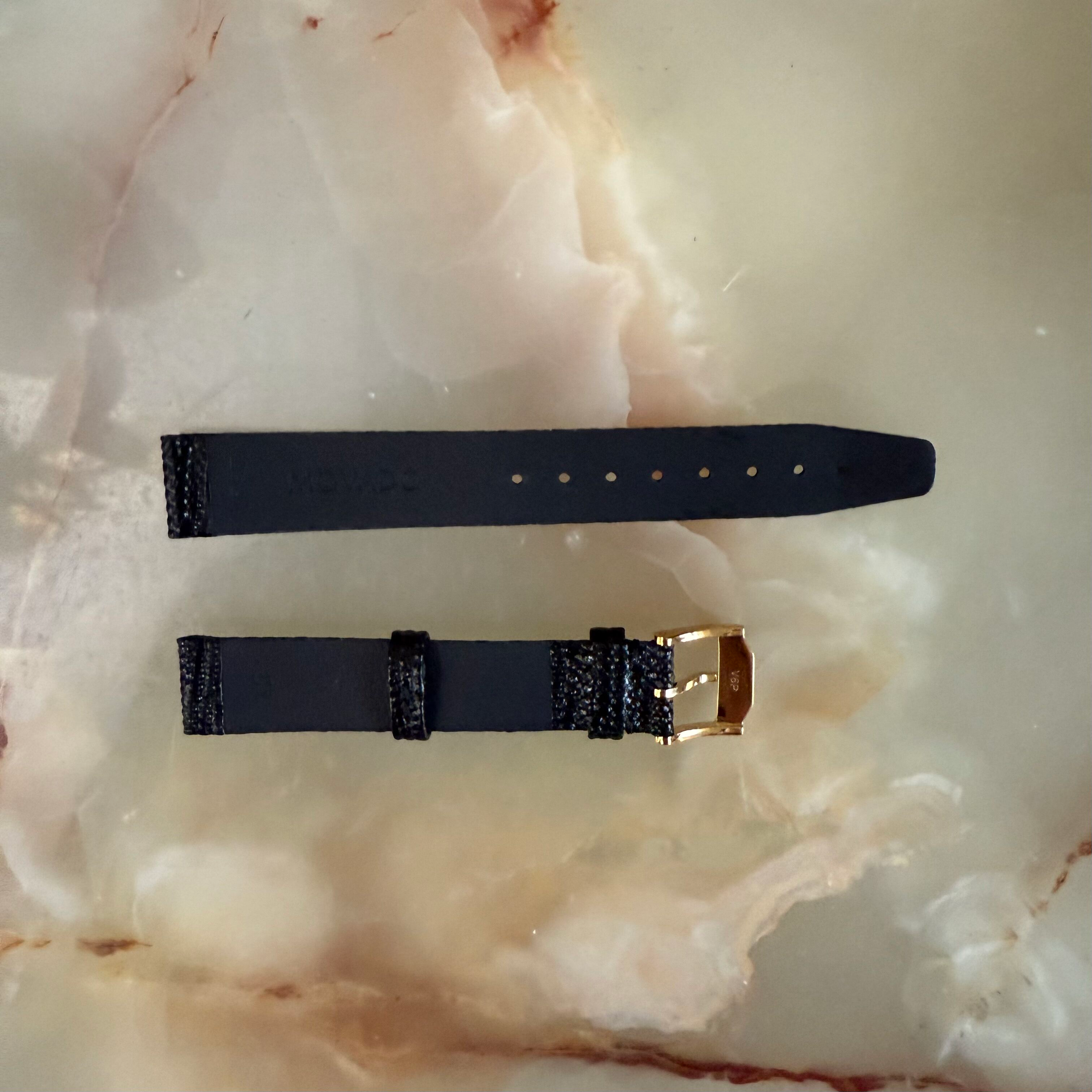 Authentic Movado Black Lizard Watch Strap Band 15mm with Buckle 1887