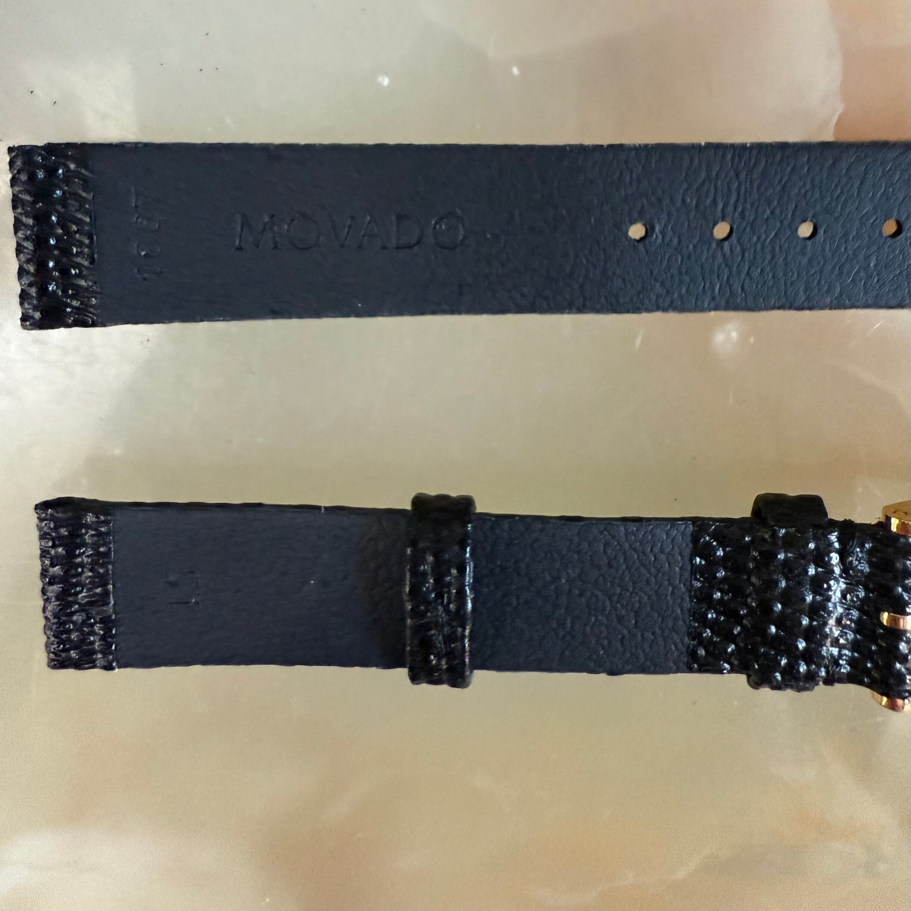 Authentic Movado Black Lizard Watch Strap Band 15mm with Buckle 1887