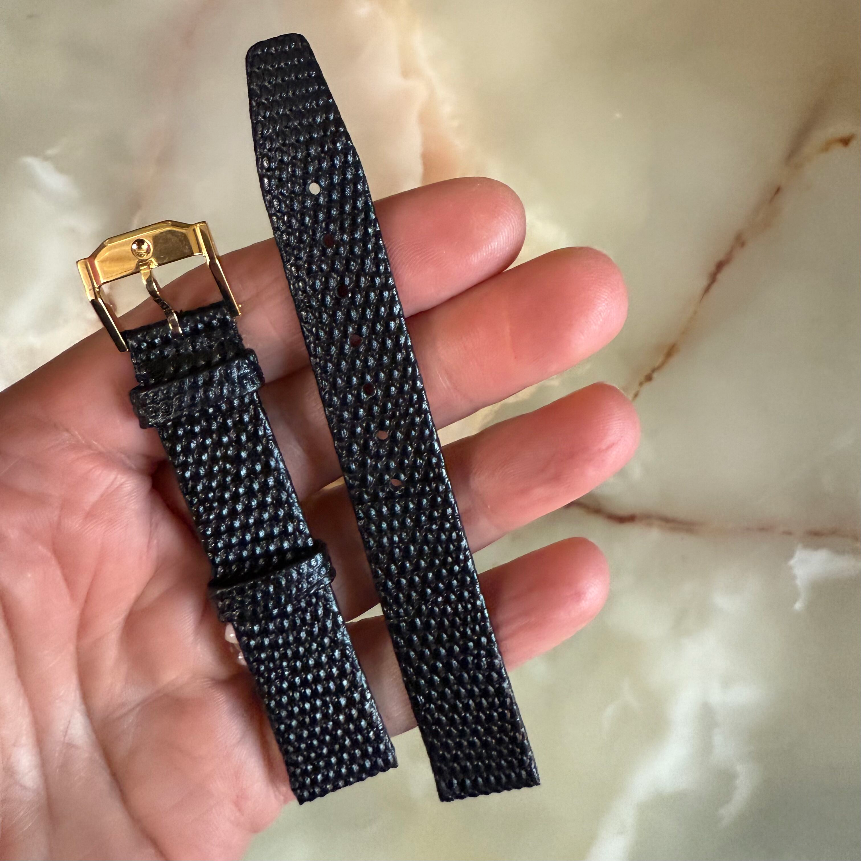 Authentic Movado Black Lizard Watch Strap Band 15mm with Buckle 1887