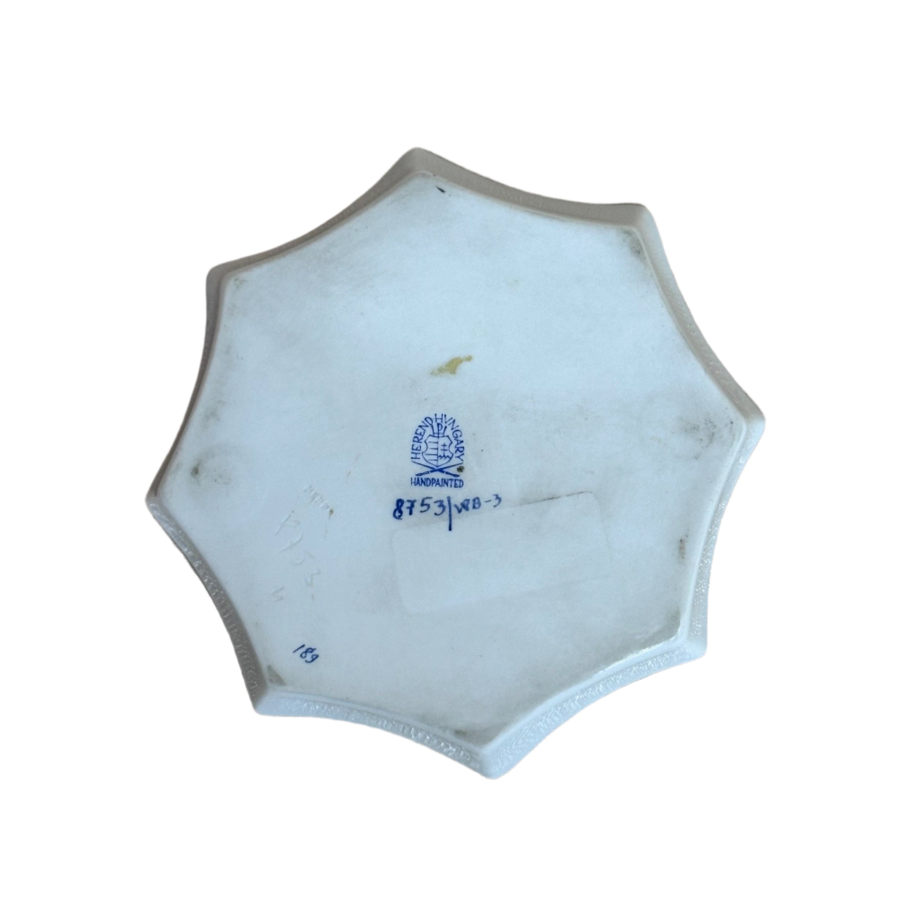 Herend Waldstein Blue Porcelain Octagonal Pin Tray Trinket Dish 8753/WB-3