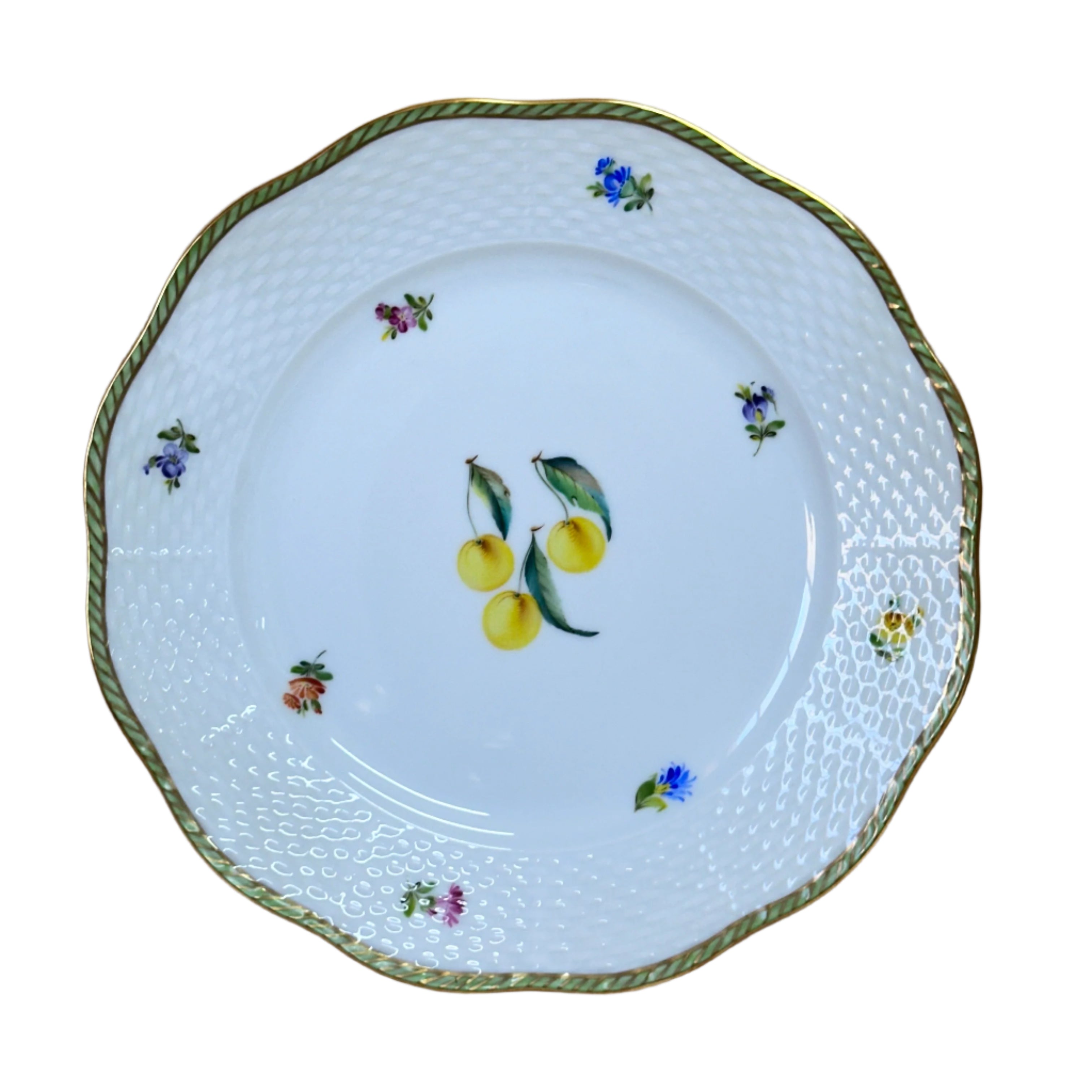 Set of 2 Herend Fruits Sketch Cherry Porcelain Salad Plate 519-0-00/EDF-5