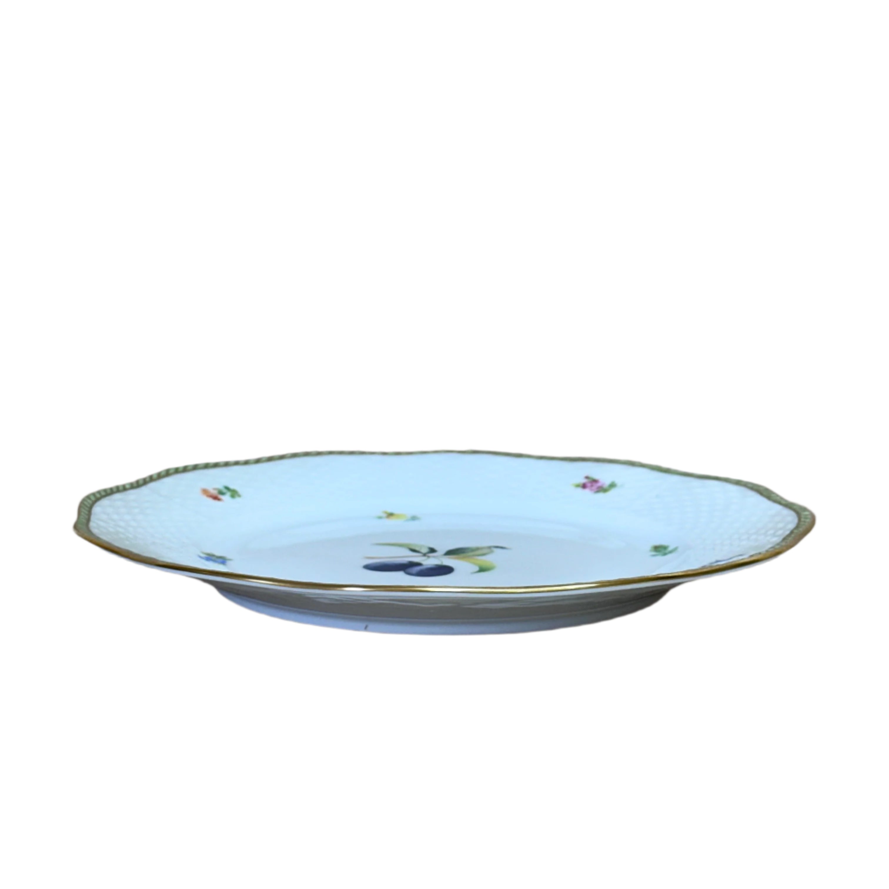 Set of 2 Herend Fruits Sketch Prune Porcelain Salad Plate 519-0-00/EDF-2