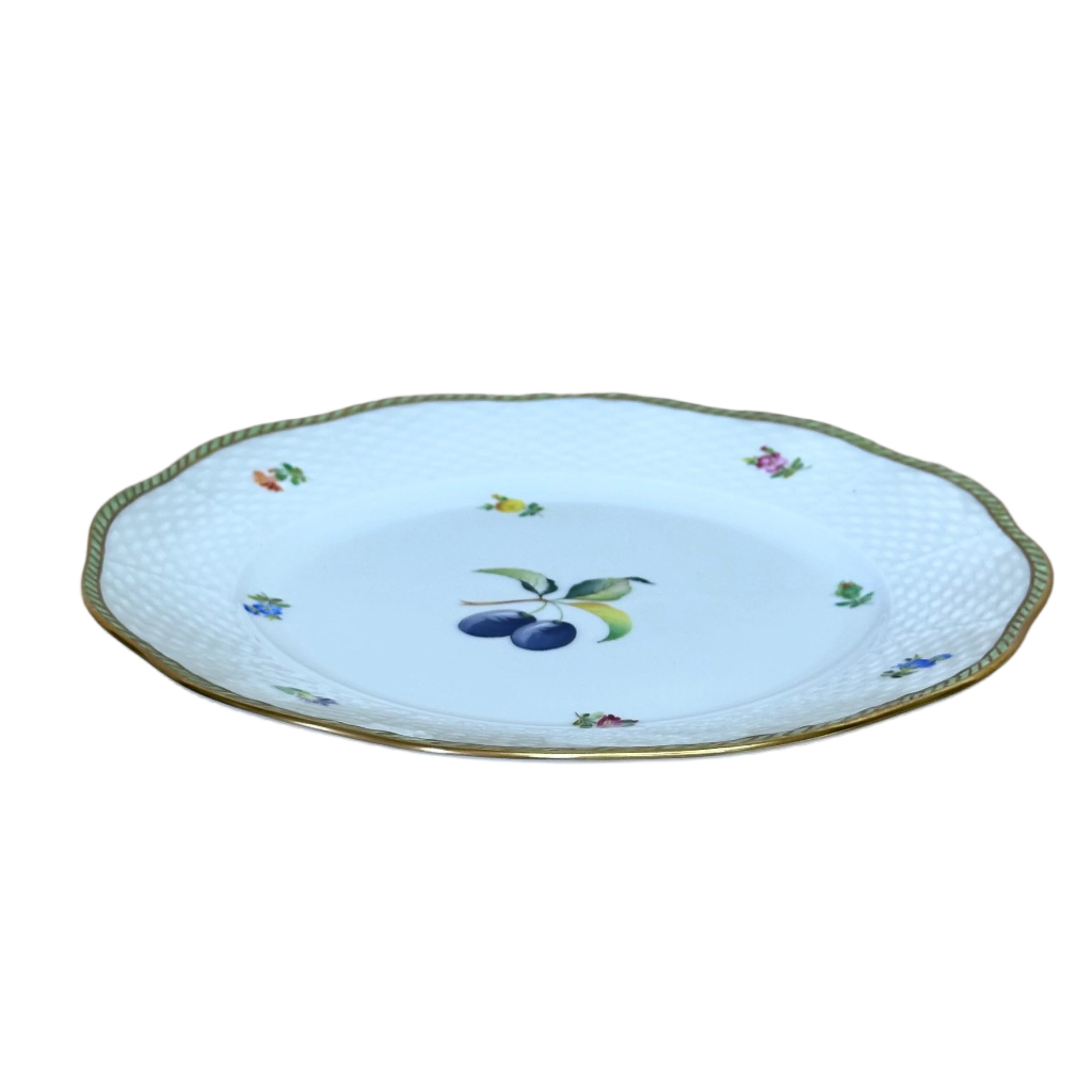 Set of 2 Herend Fruits Sketch Prune Porcelain Salad Plate 519-0-00/EDF-2