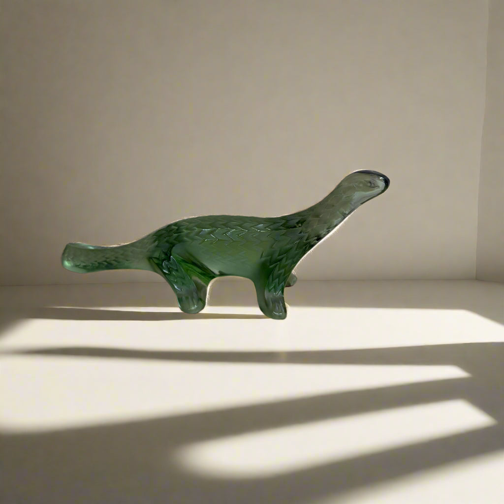 Lalique Crystal Green Lizard Figurine
