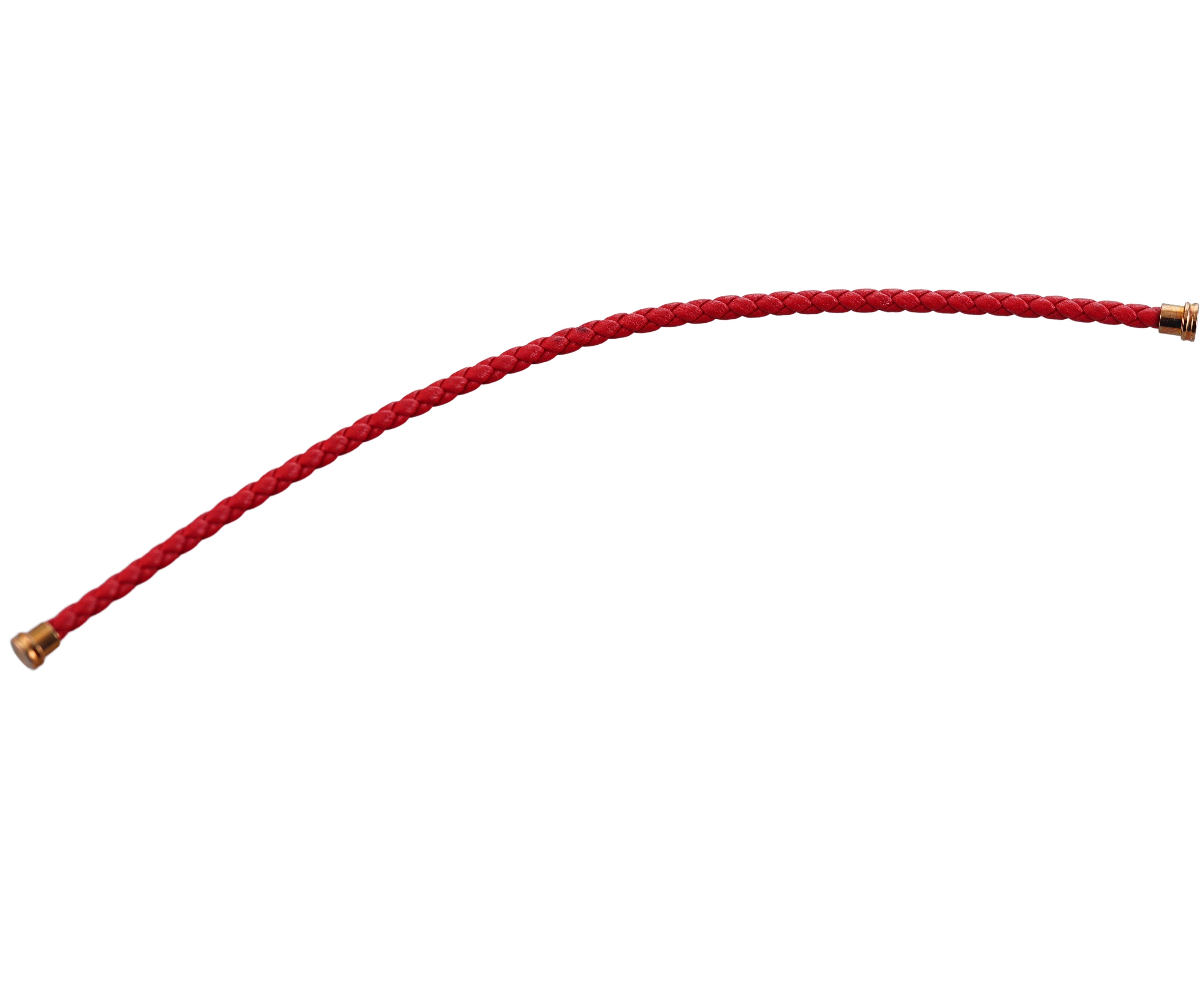Fred Force 10 Bracelet Red Leather Cable Small Size QA-117
