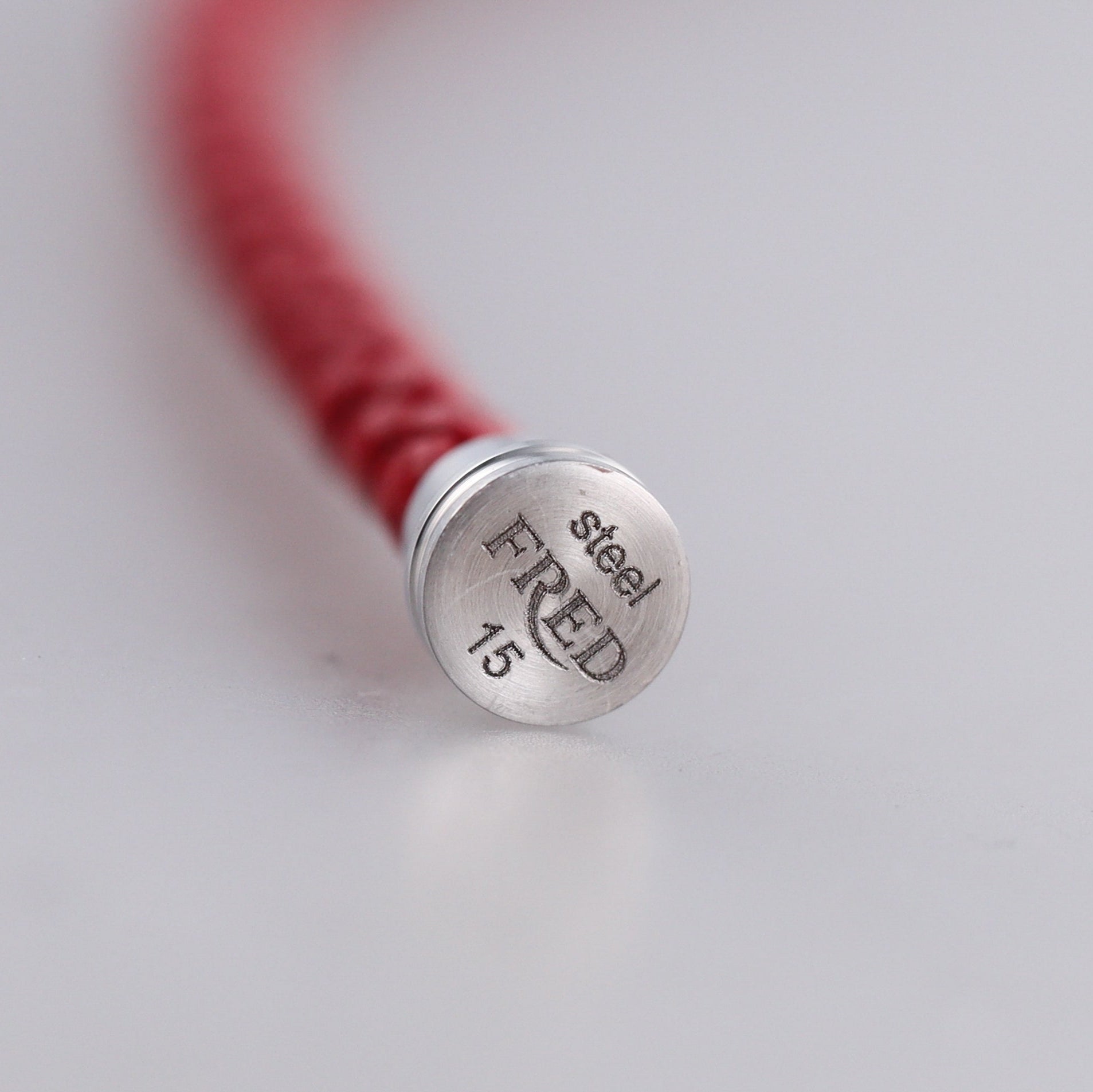 Fred Force 10 Bracelet Red Leather Cable Small Size QA-117