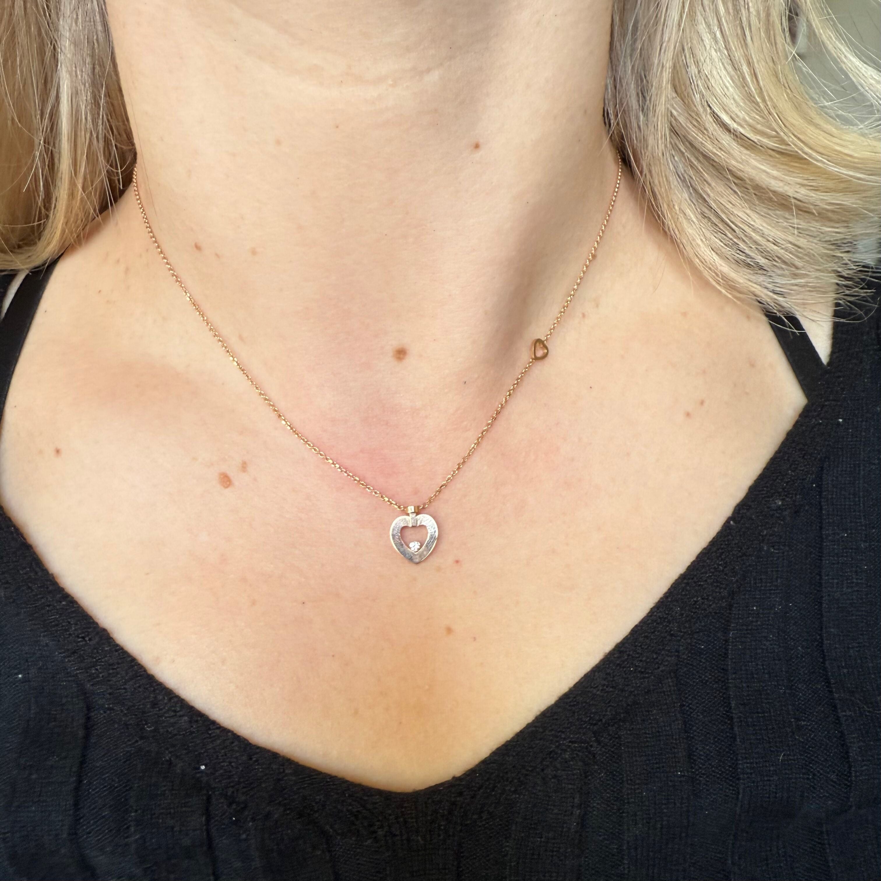 Fred Pretty Woman 18k Rose Gold Diamond Heart Necklace XS