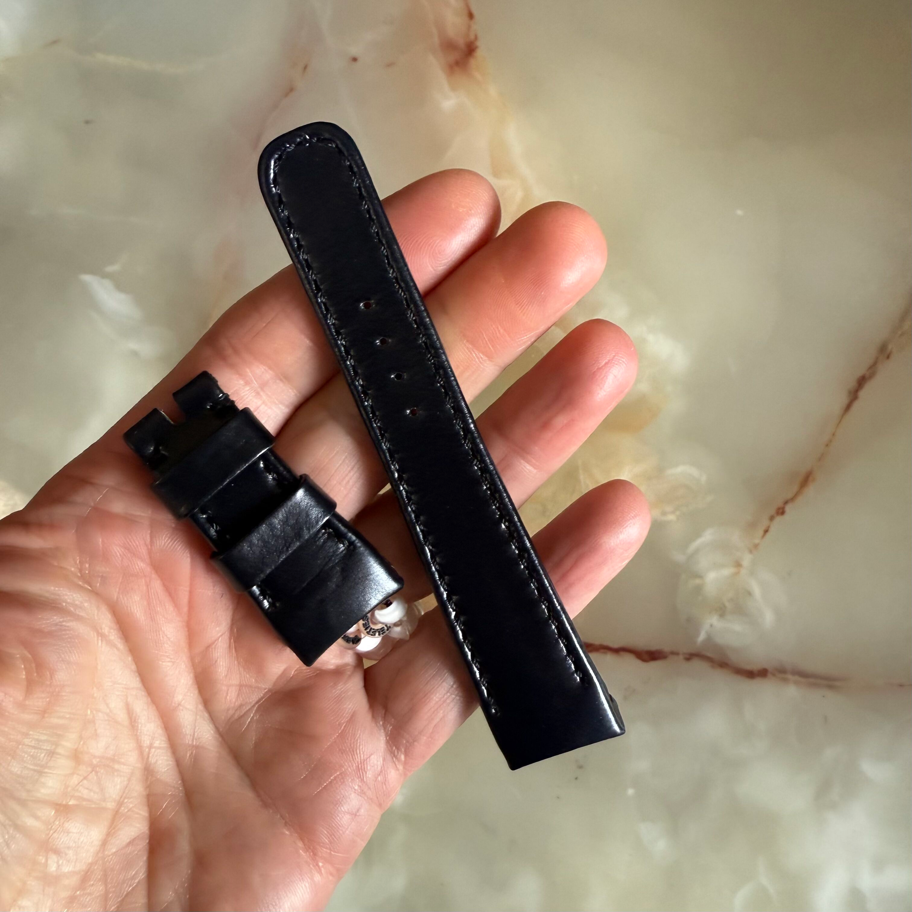 Authentic Tudor Black Leather Watch Strap Band 20mm 217-656