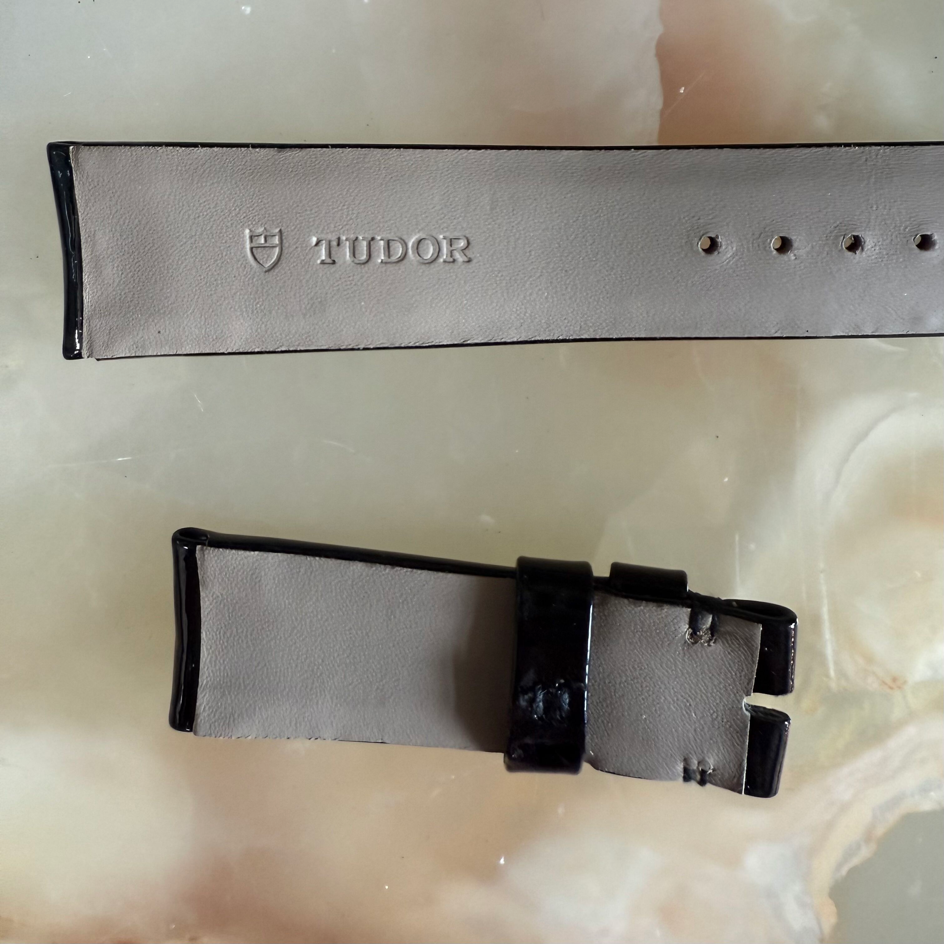 Authentic Tudor Black Patent Leather Watch Strap Band 20mm B211-620-Q1