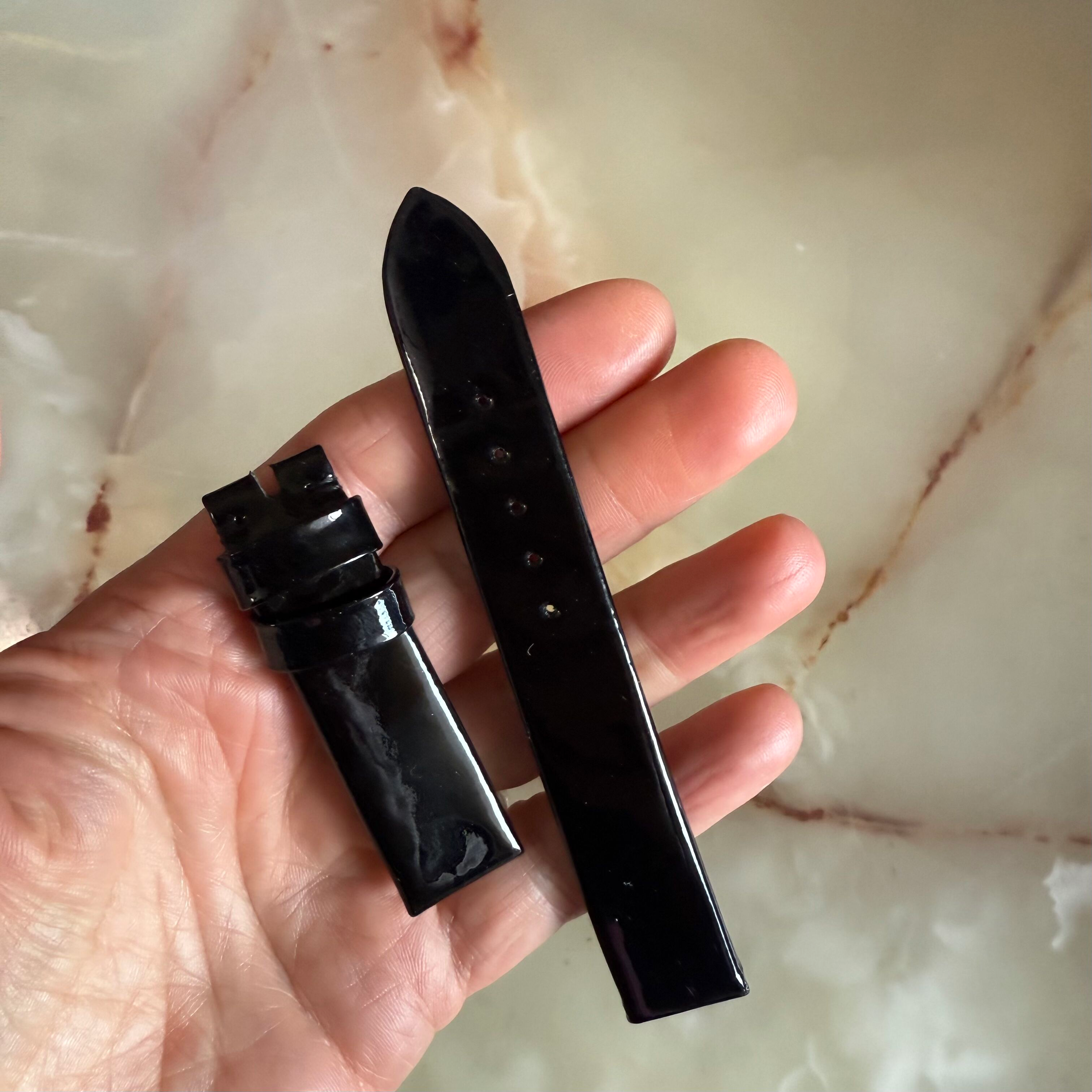 Authentic Tudor Black Patent Leather Watch Strap Band 18mm B211-618-Q1
