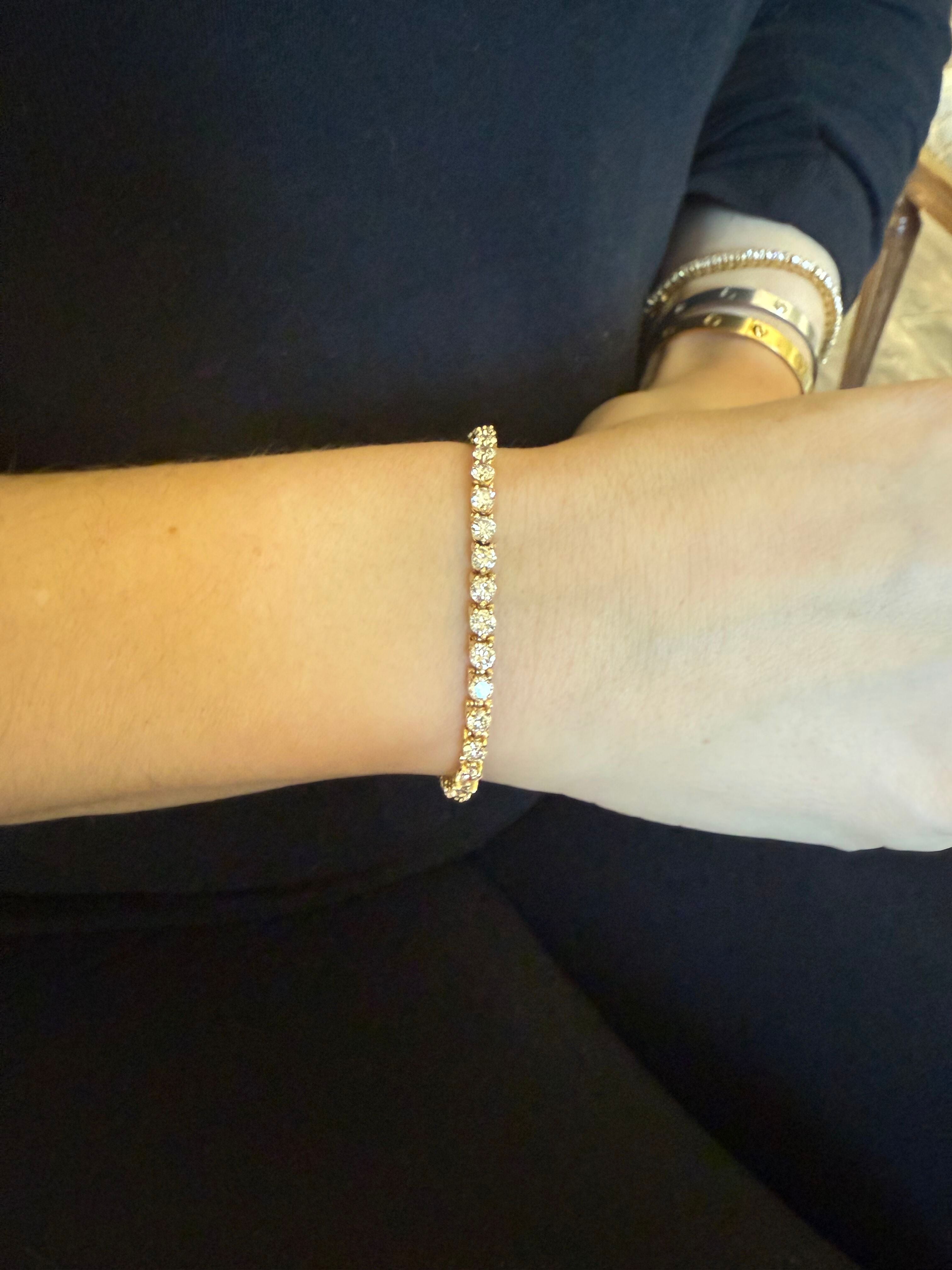 14k Yellow Gold 7.00ct Diamond Tennis Bracelet