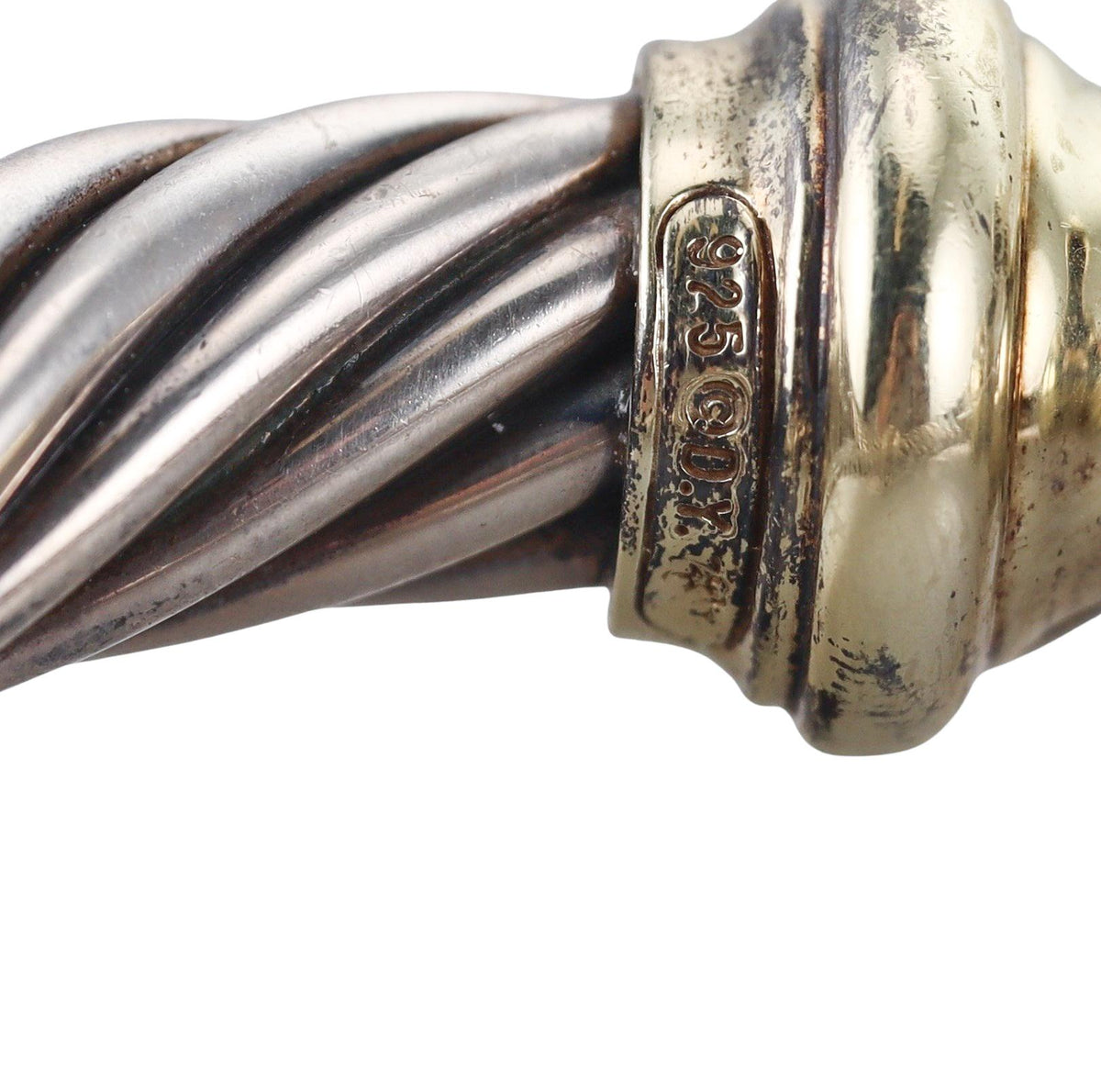 David Yurman Classic Cable Tourmaline Silver 14k Gold Flex Buckle Large Bracelet
