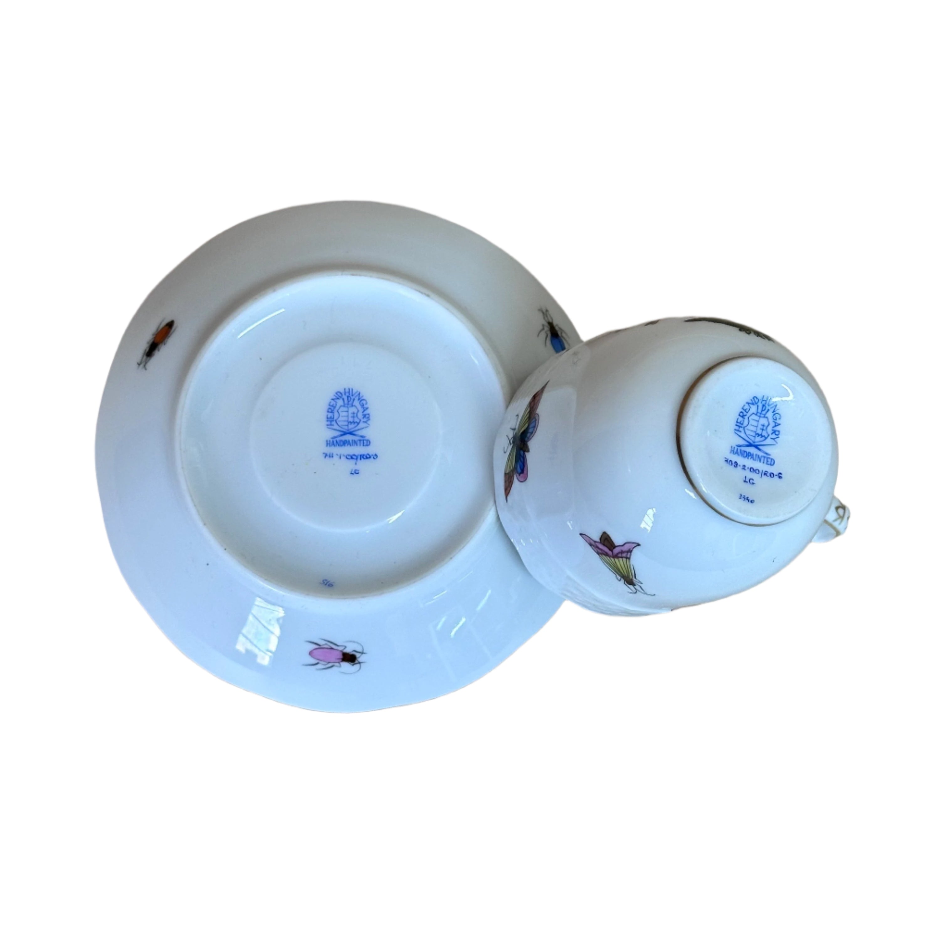 10pc Herend Rothschild Bird Flat Demitasse Cup & Saucer Set for 5