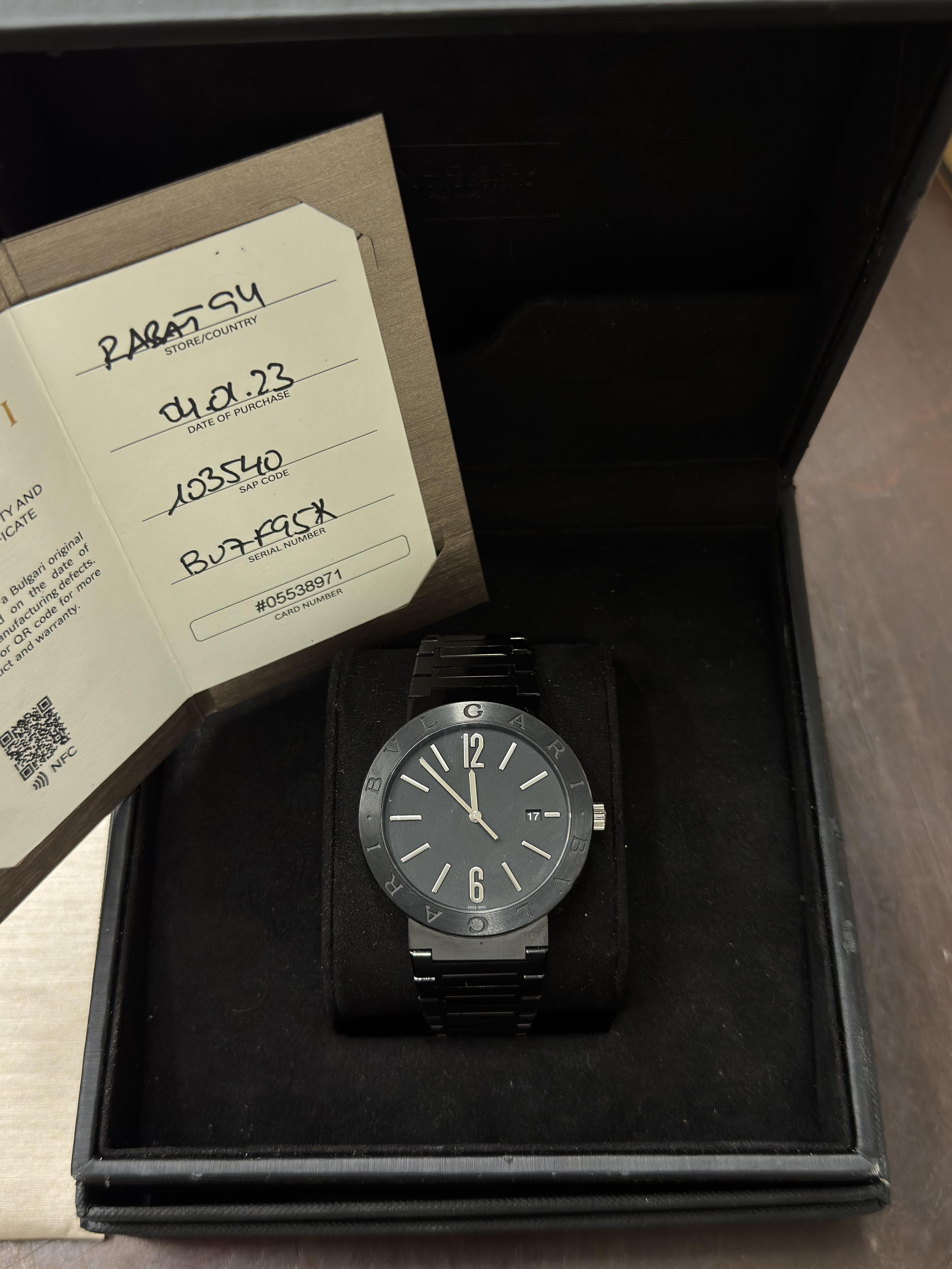 Bulgari Black Stainless Steel Automatic Watch BB 41 S