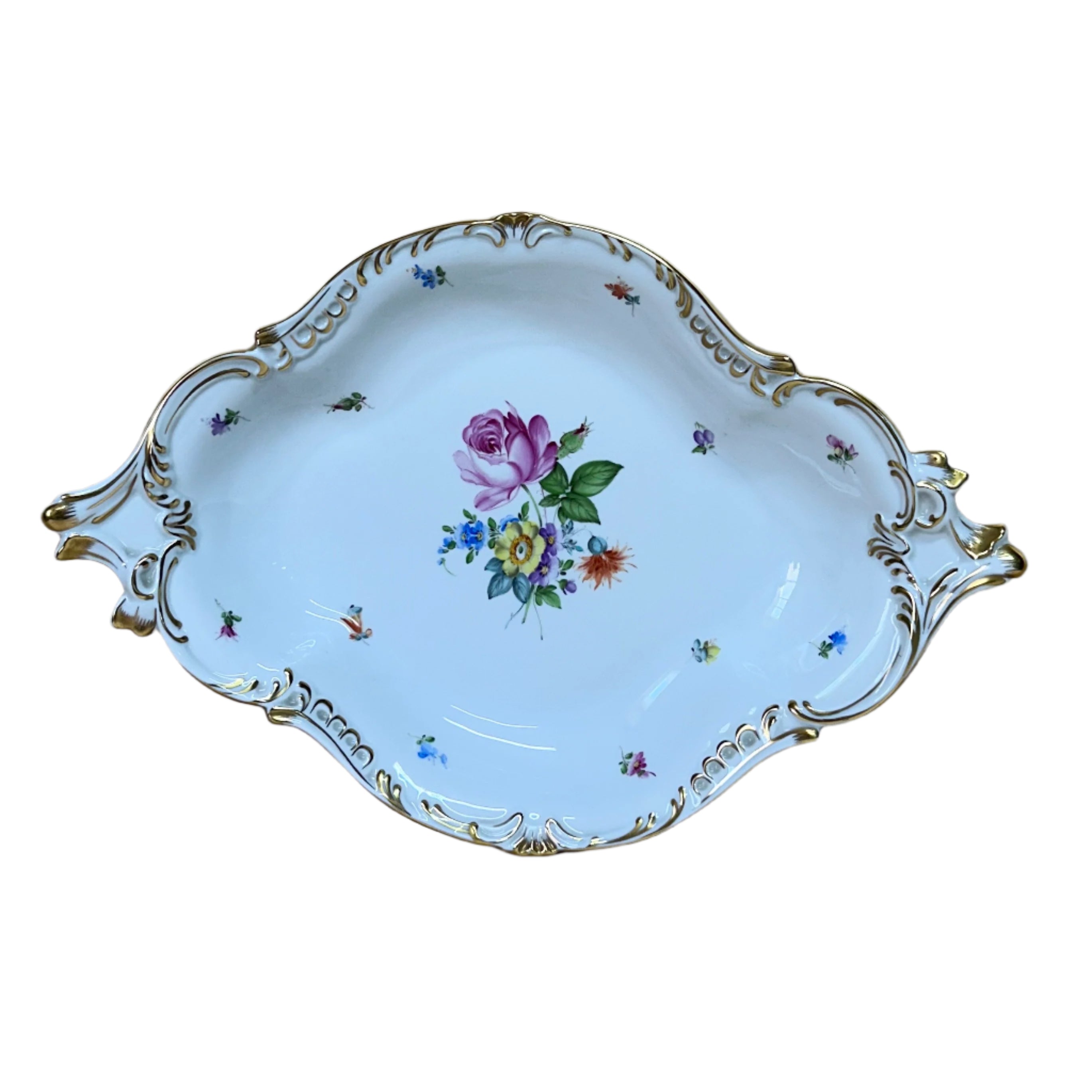 Herend Saxonian Bouquet Porcelain Rococo Dish 7515/BS
