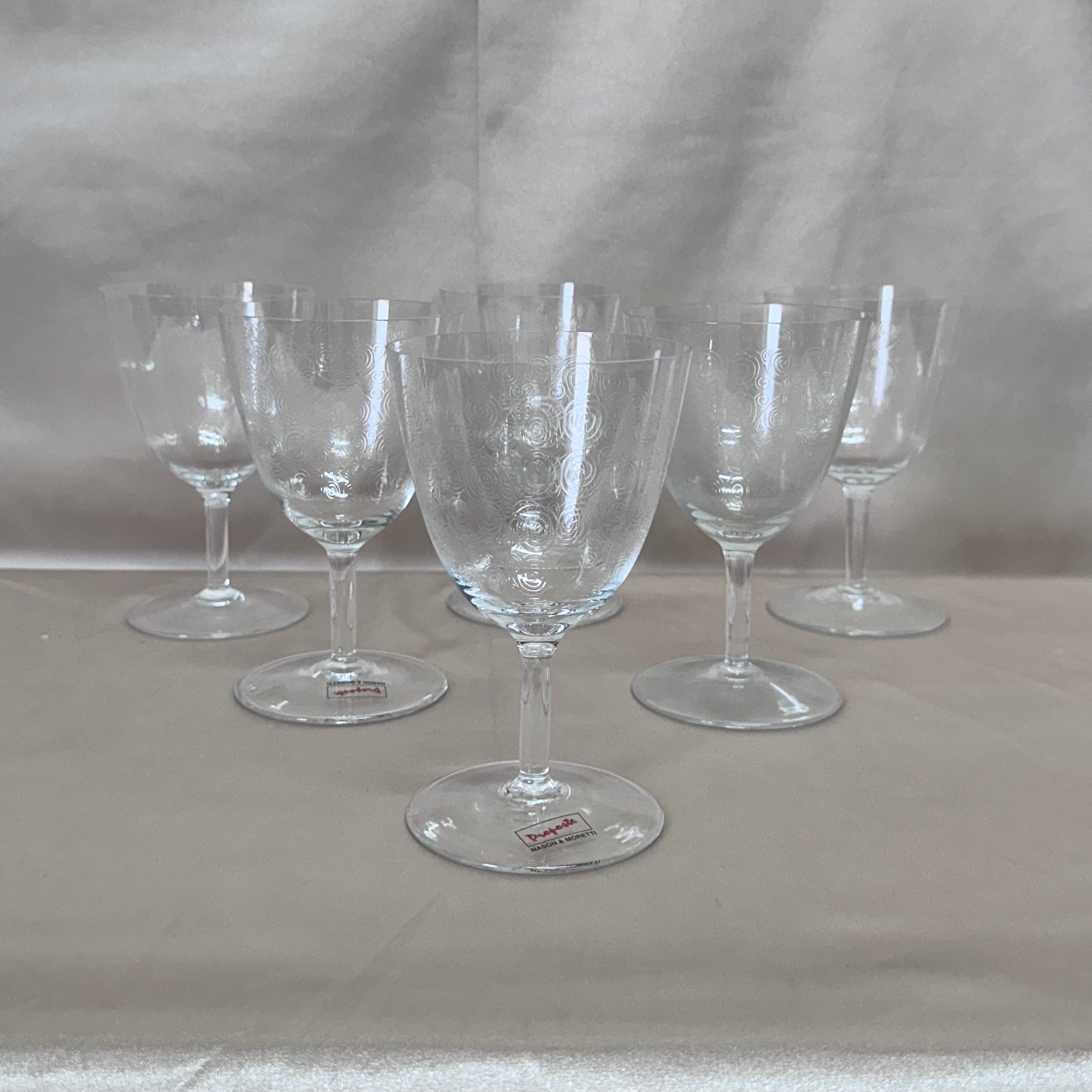 Nason & Moretti Murano Water Glass Clear & Swirl Set of 6