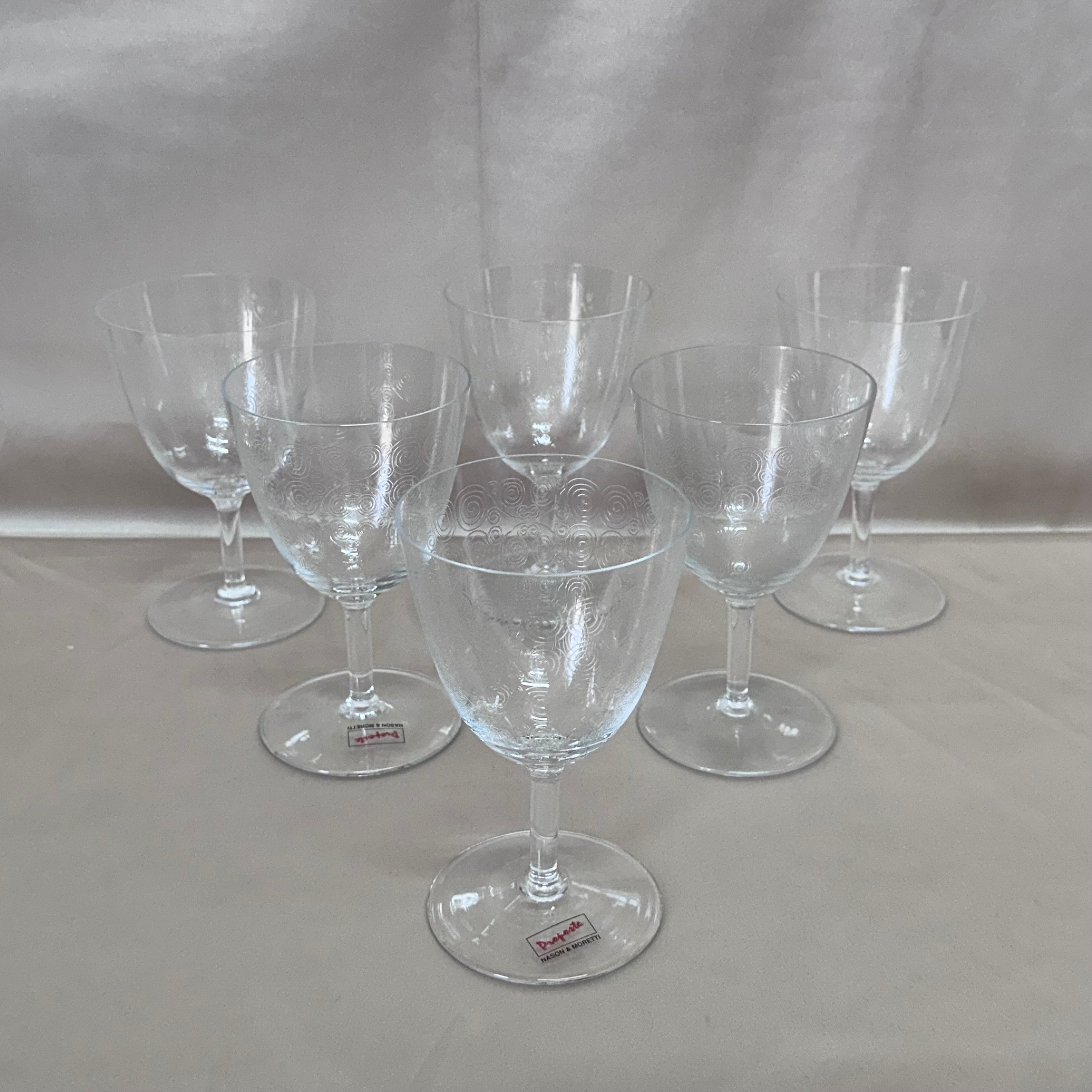 Nason & Moretti Murano Water Glass Clear & Swirl Set of 6