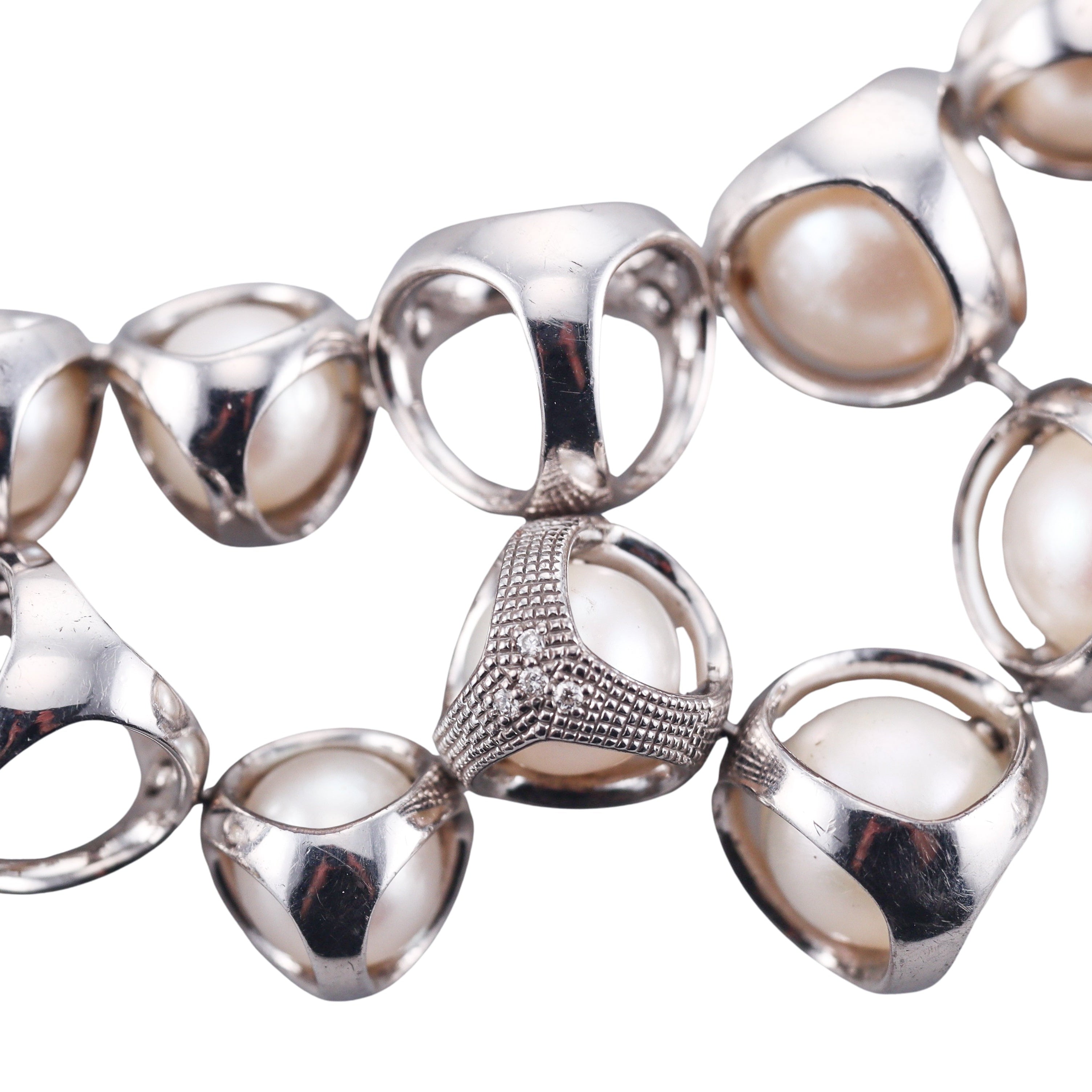 Di Modolo Icona Sterling Silver Pearl Diamond Bracelet