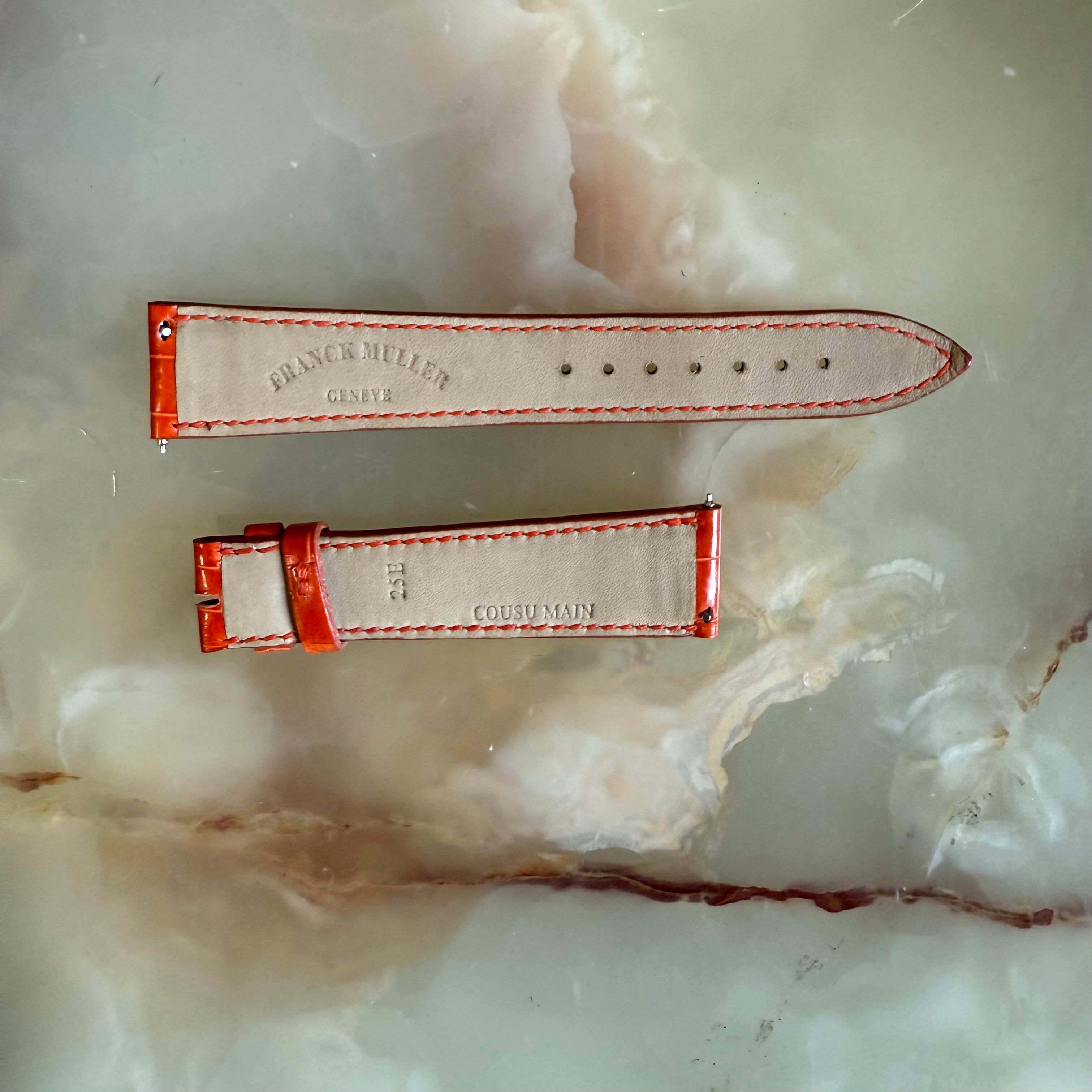 Authentic Franck Muller Orange Crocodile Watch Strap Band 19mm FRK0600247