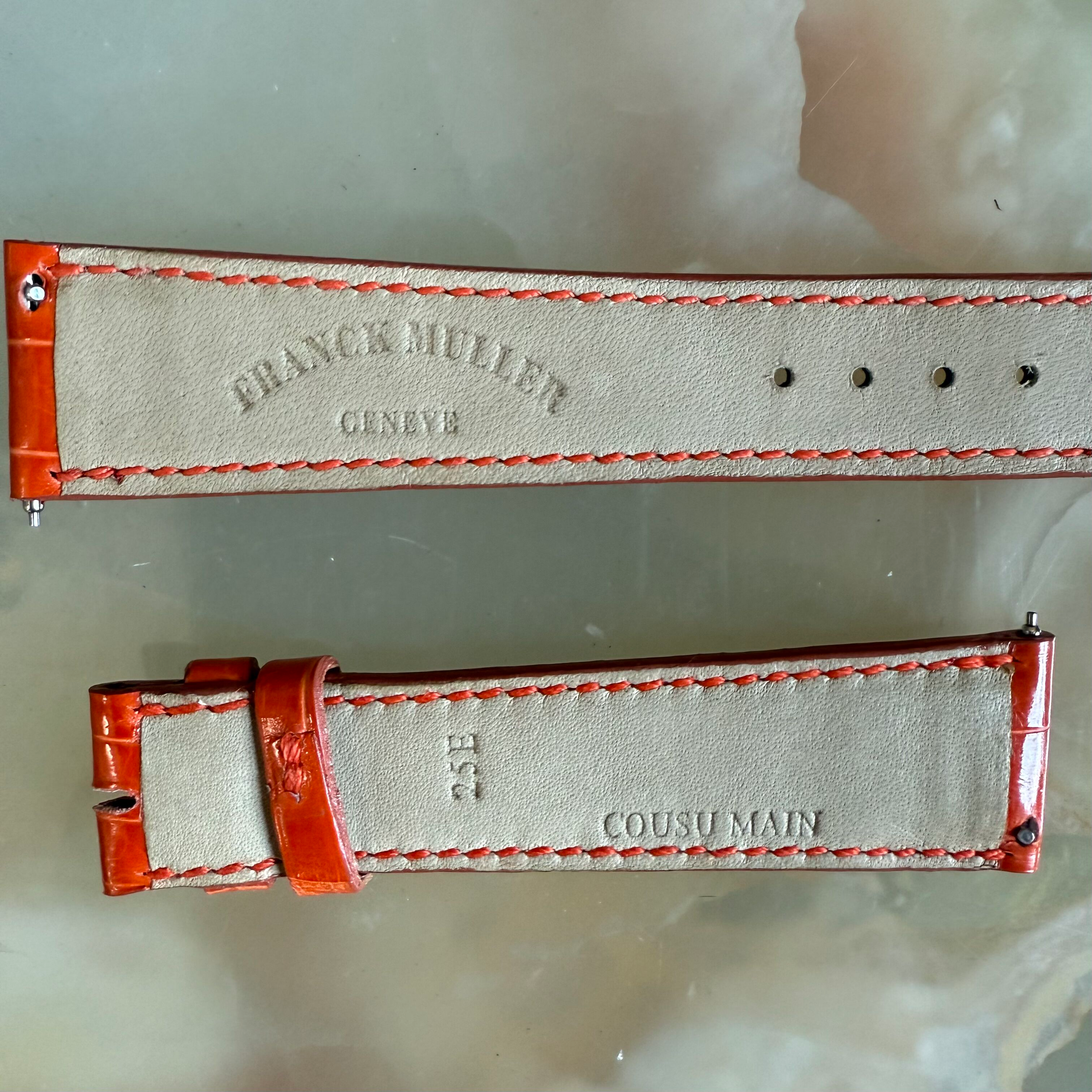 Authentic Franck Muller Orange Crocodile Watch Strap Band 19mm FRK0600247