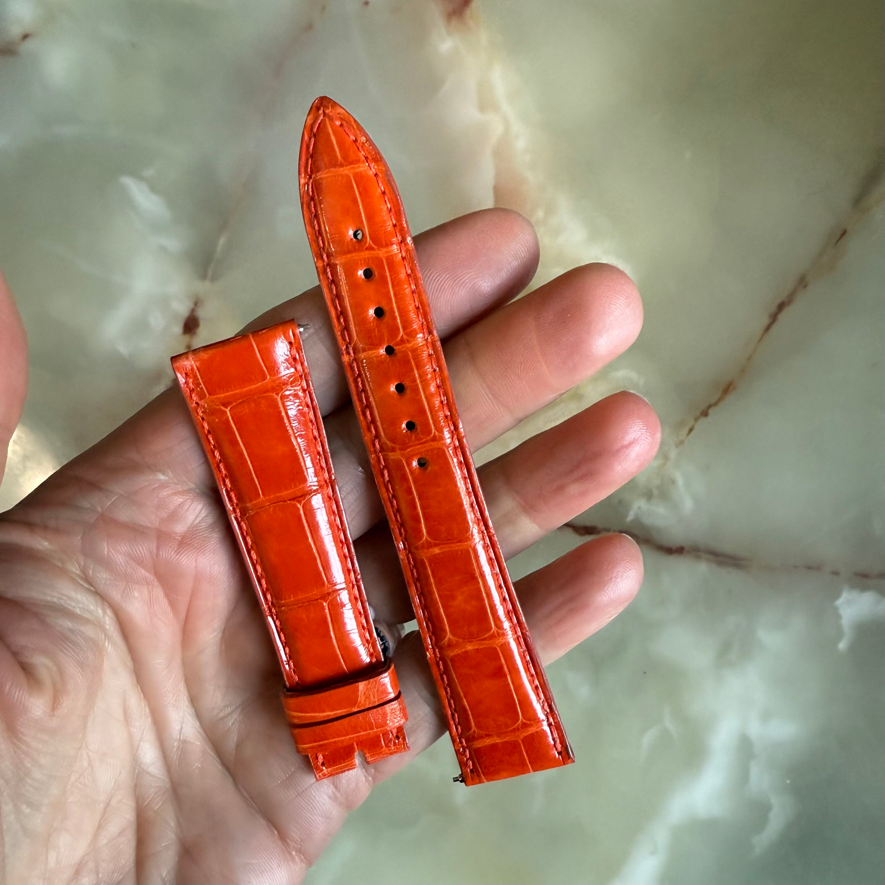 Authentic Franck Muller Orange Crocodile Watch Strap Band 19mm FRK0600247