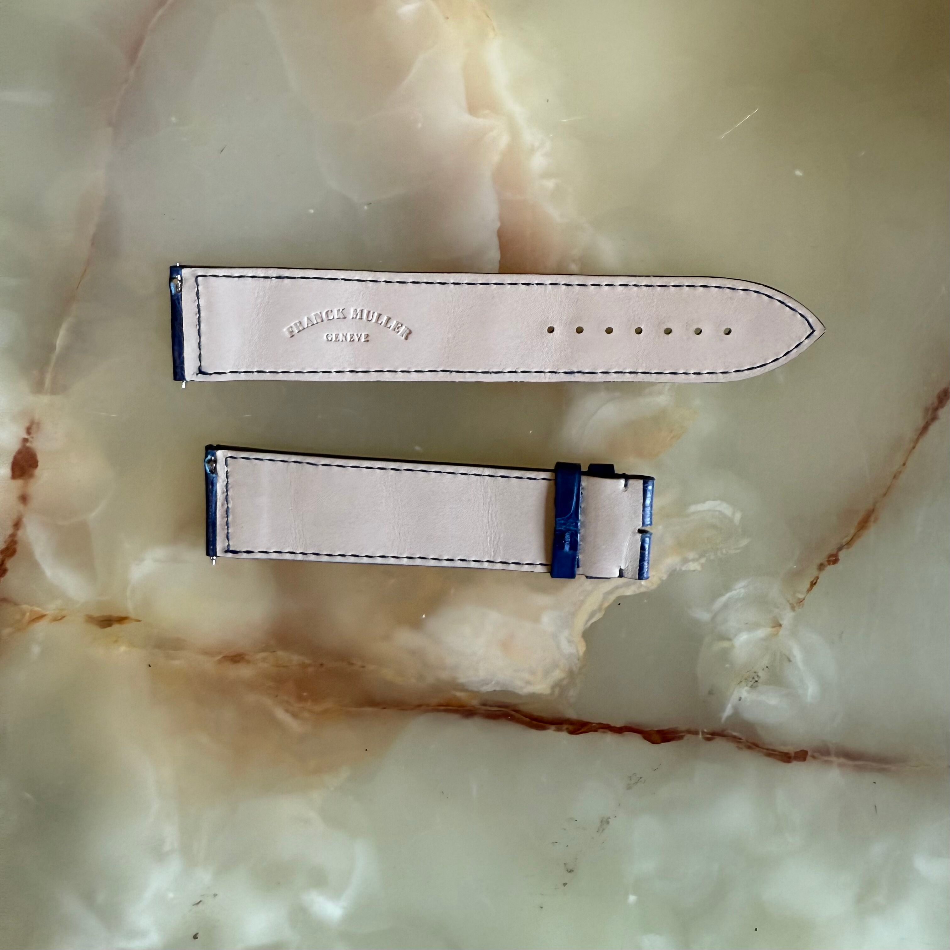 Authentic Franck Muller Blue Crocodile Watch Strap Band 24mm FRK0600164