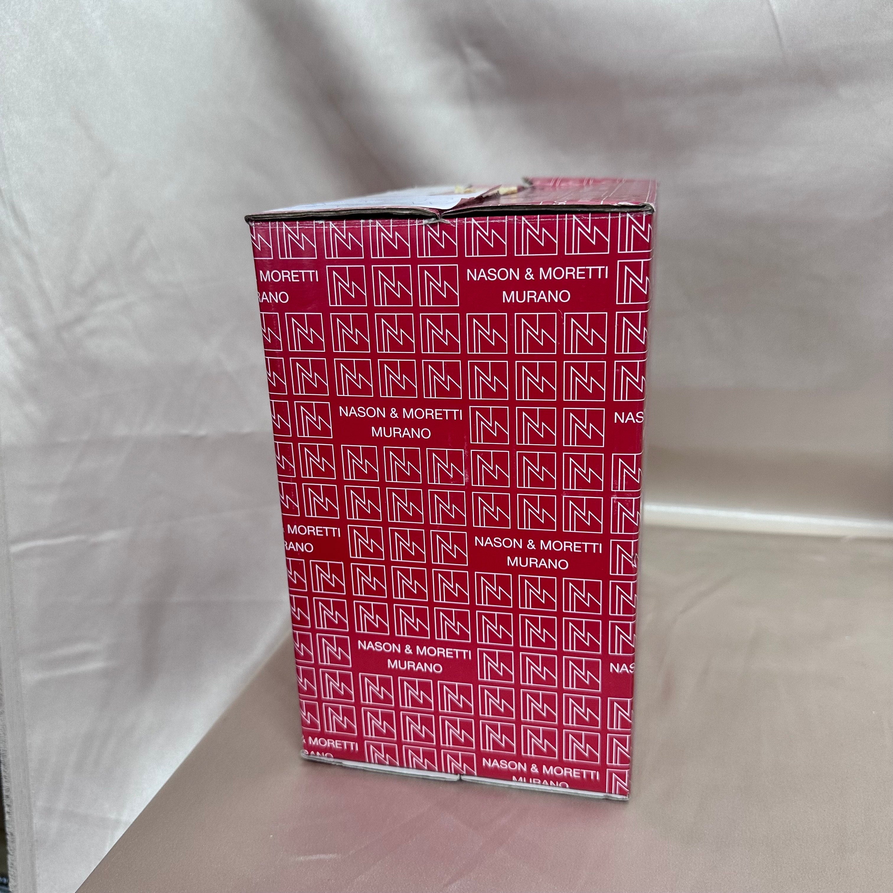 Nason & Moretti Murano Clear & Blue Champagne Flutes Glass Set of 6