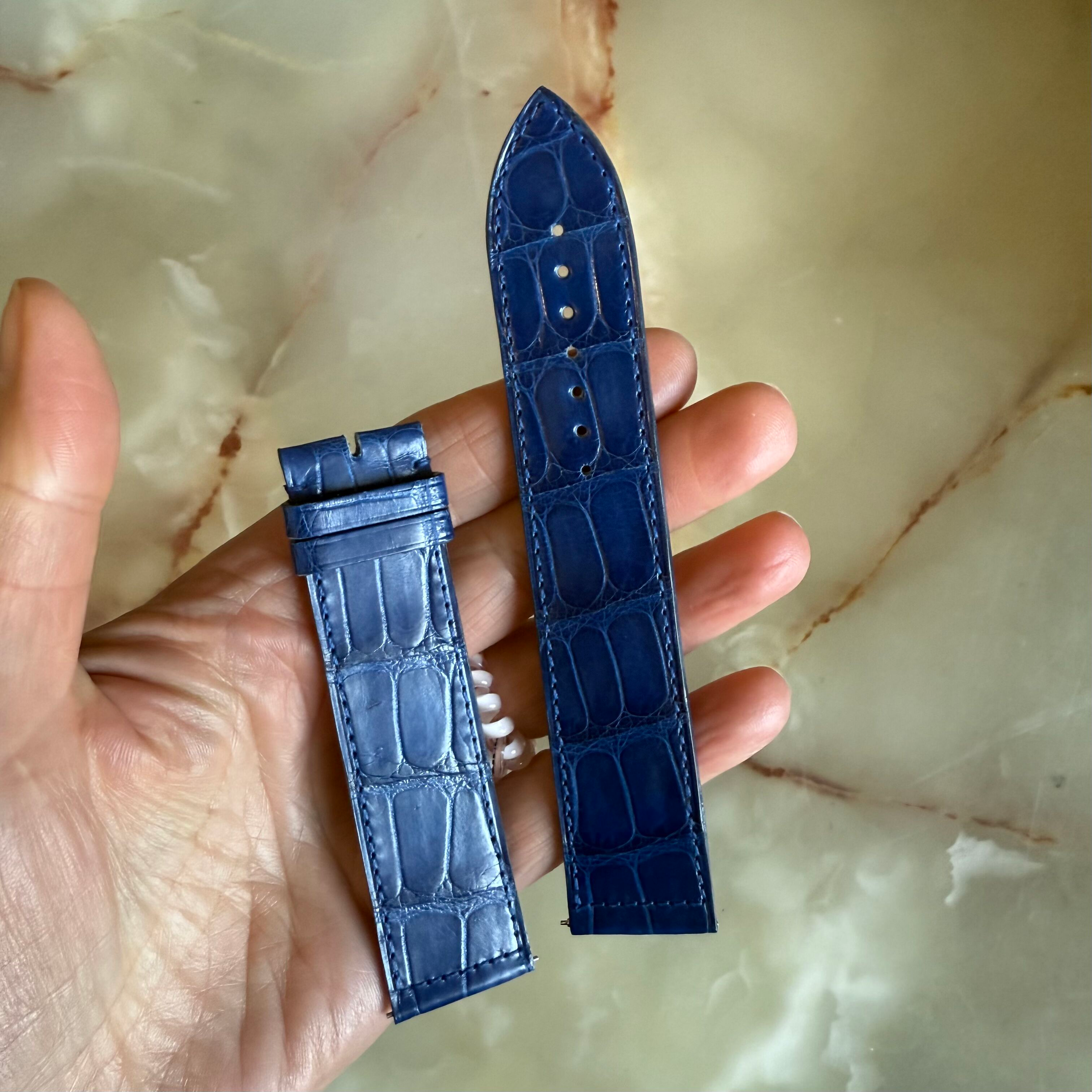 Authentic Franck Muller Blue Crocodile Watch Strap Band 24mm FRK0600164