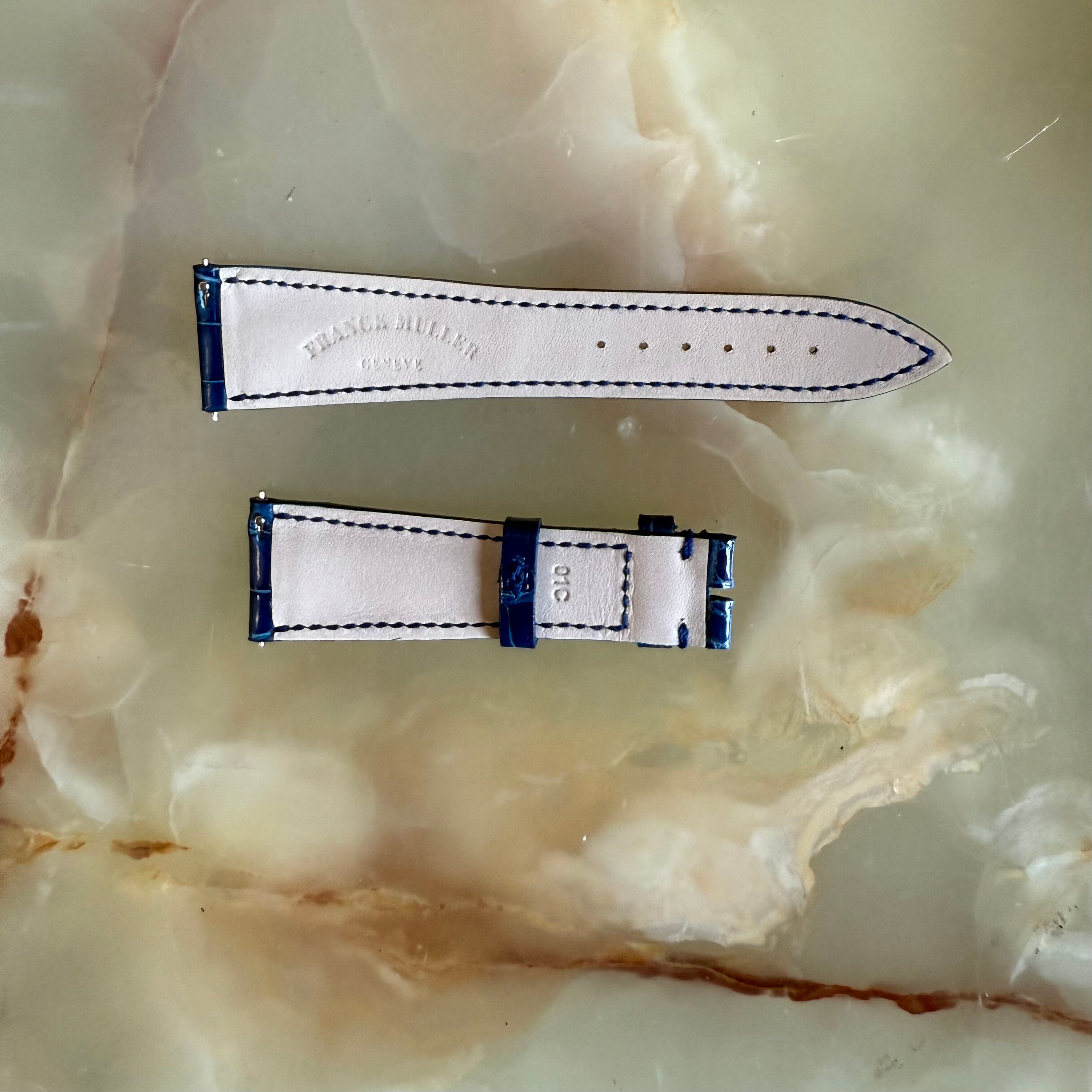 Authentic Franck Muller Blue Crocodile Watch Strap Band 21mm FRK06001d1