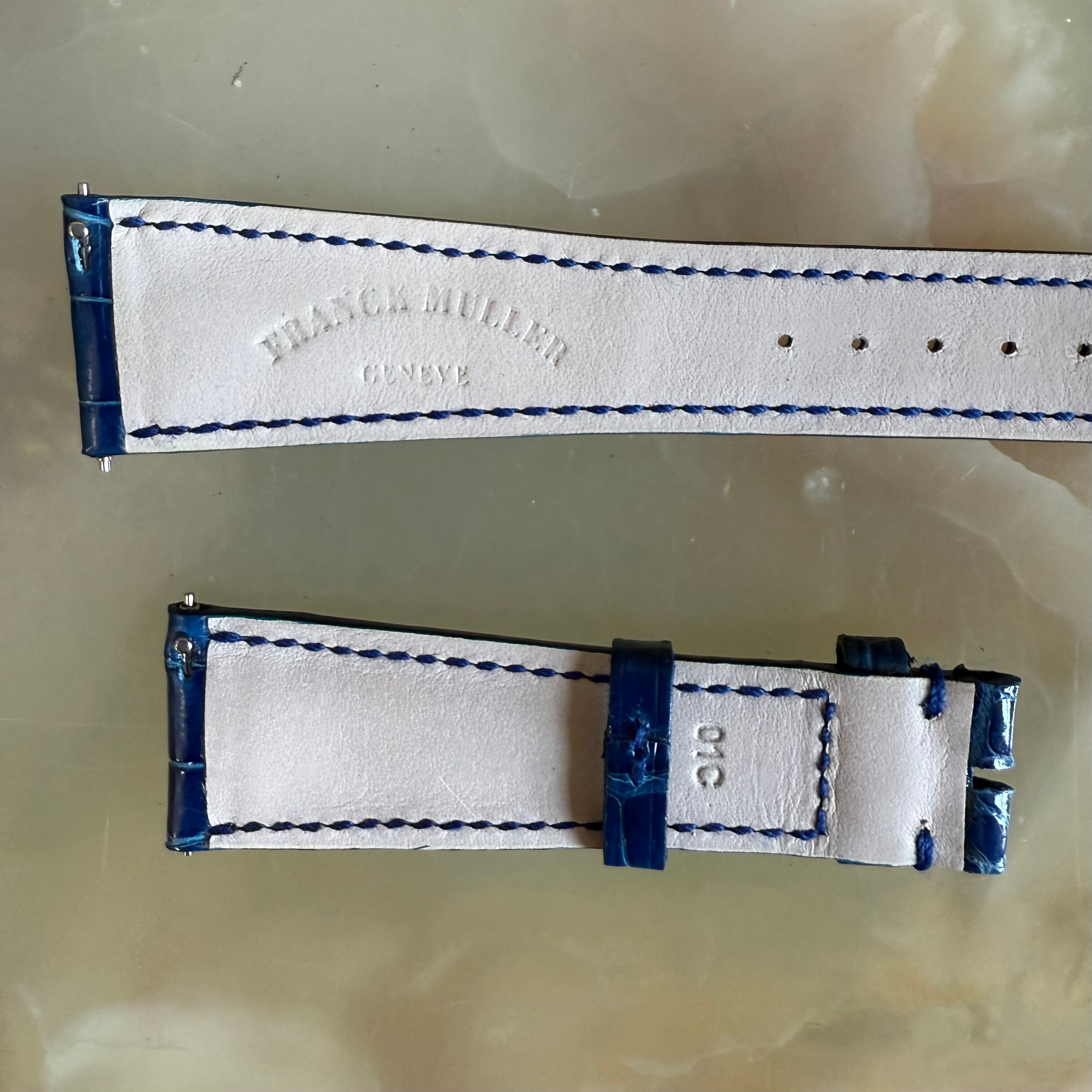 Authentic Franck Muller Blue Crocodile Watch Strap Band 21mm FRK06001d1