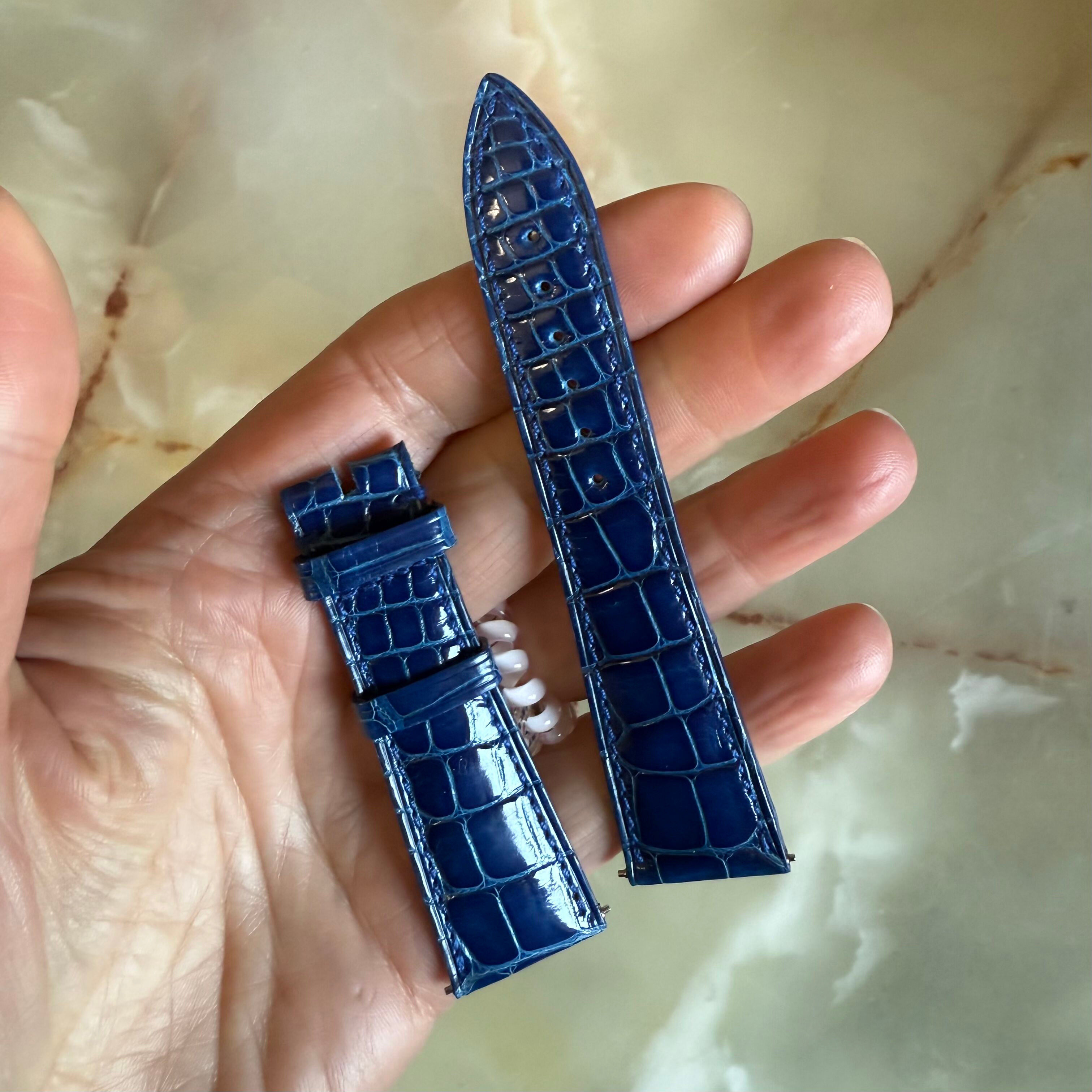 Authentic Franck Muller Blue Crocodile Watch Strap Band 21mm FRK06001d1