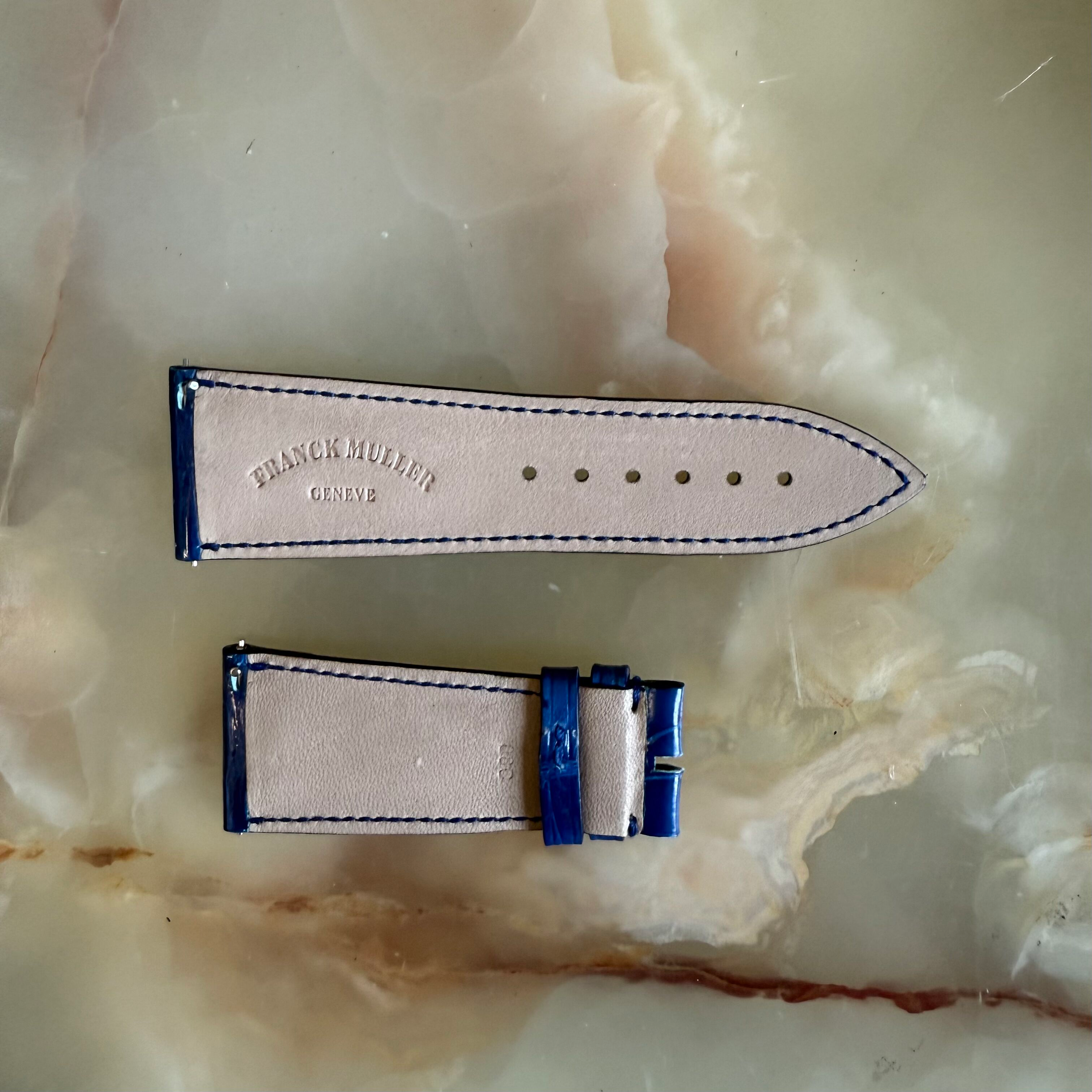 Authentic Franck Muller Blue Crocodile Watch Strap Band 27mm FRK0600017
