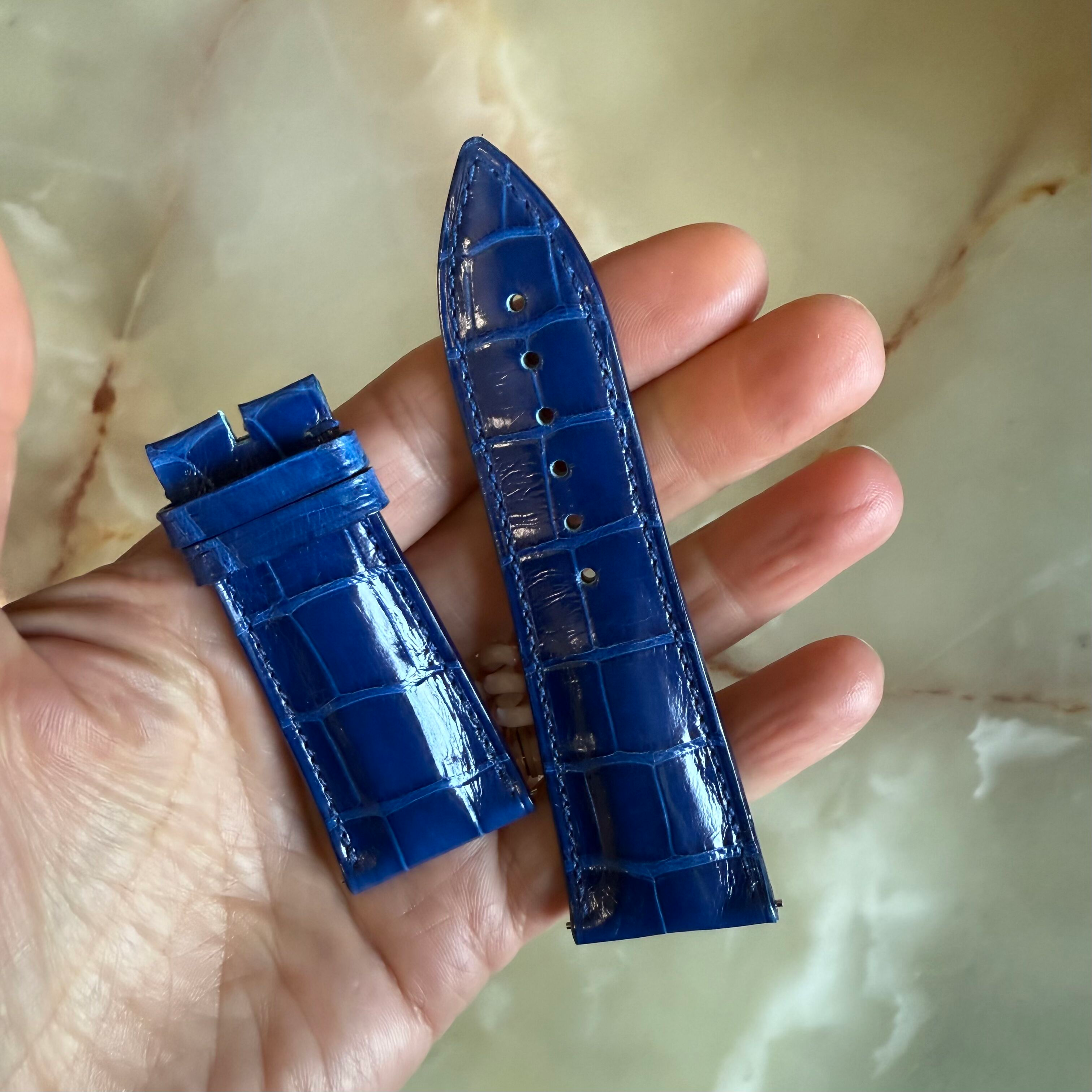 Authentic Franck Muller Blue Crocodile Watch Strap Band 27mm FRK0600017