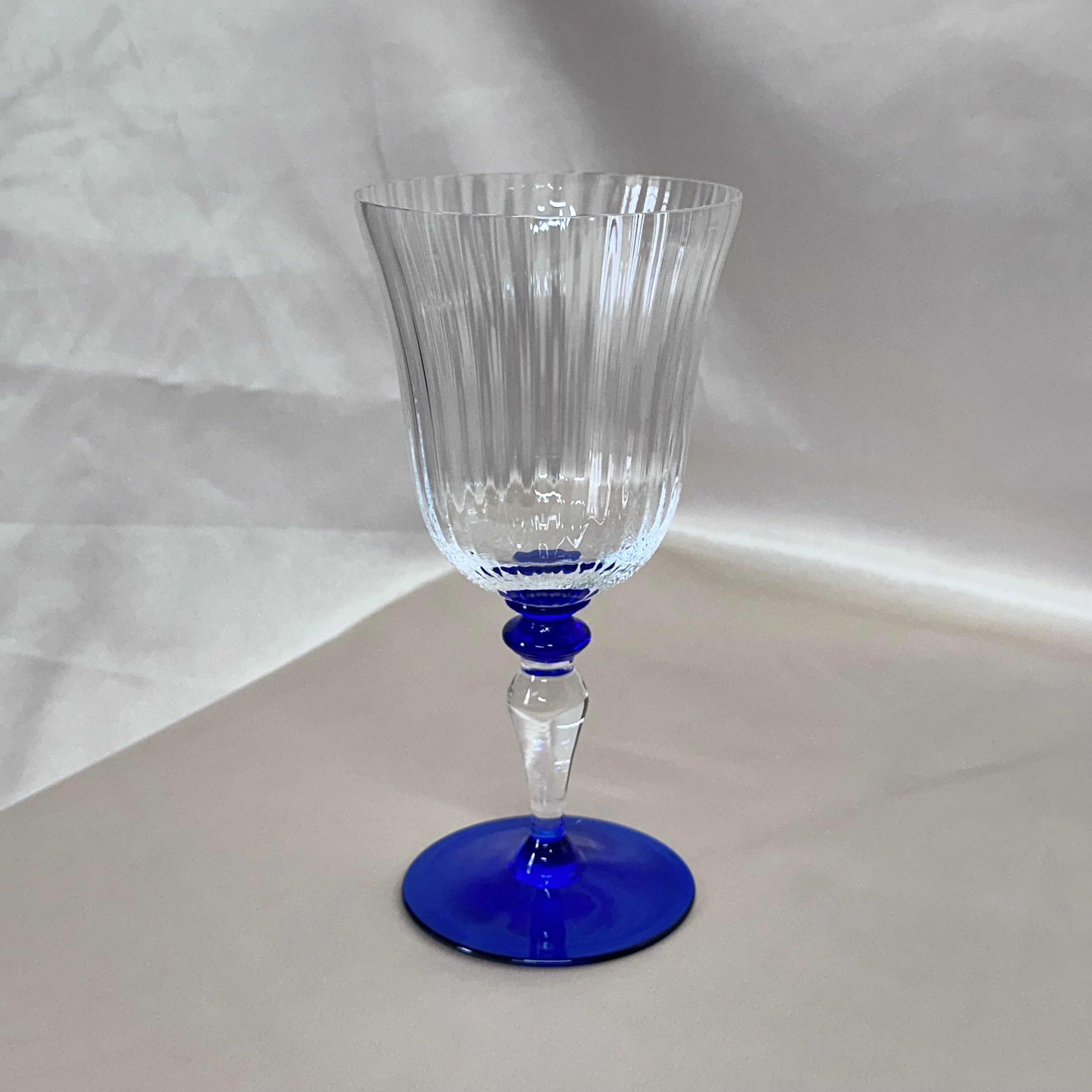 Nasonmoretti Murano Clear & Blue Wine Glass Set of 6