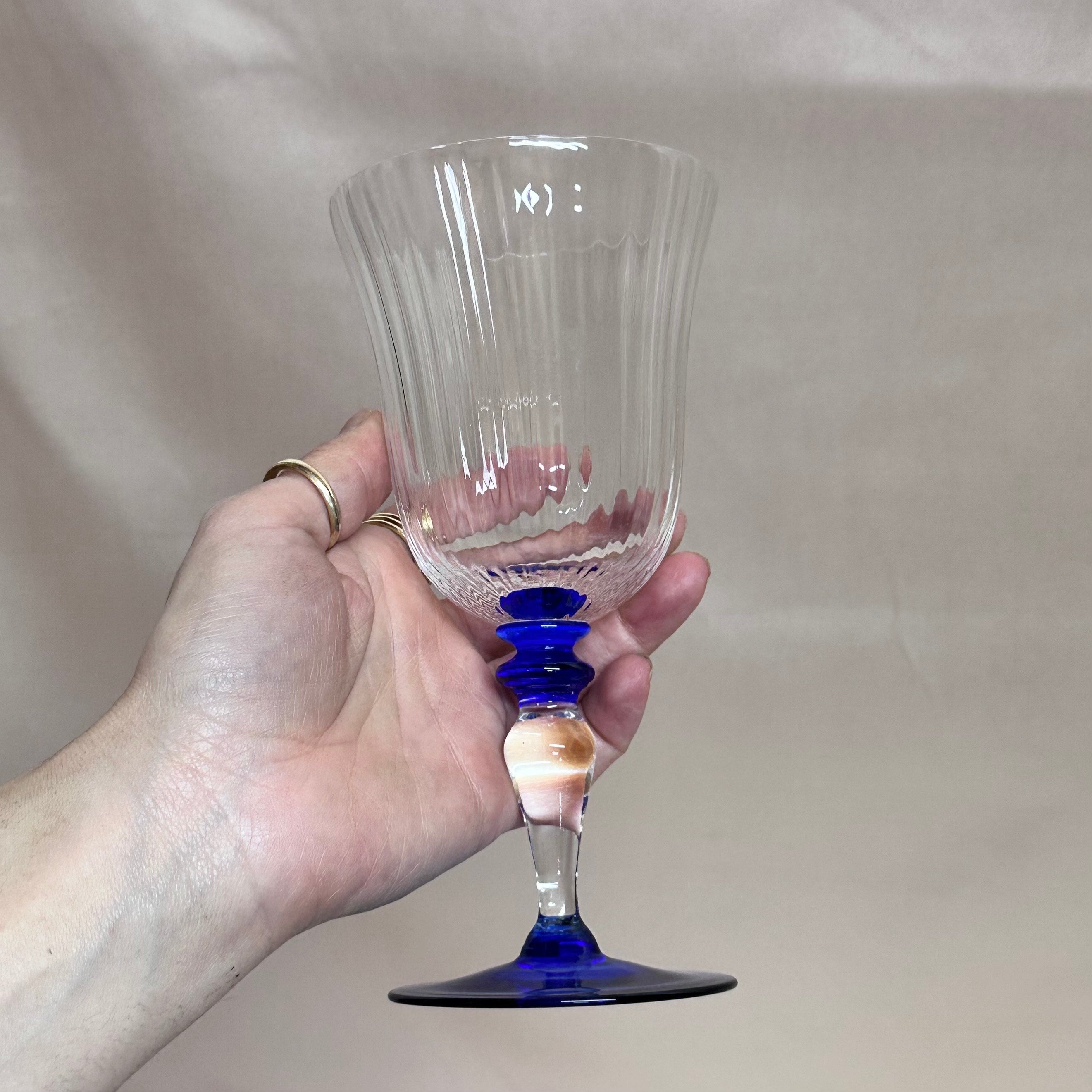 Nasonmoretti Murano Clear & Blue Wine Glass Set of 6