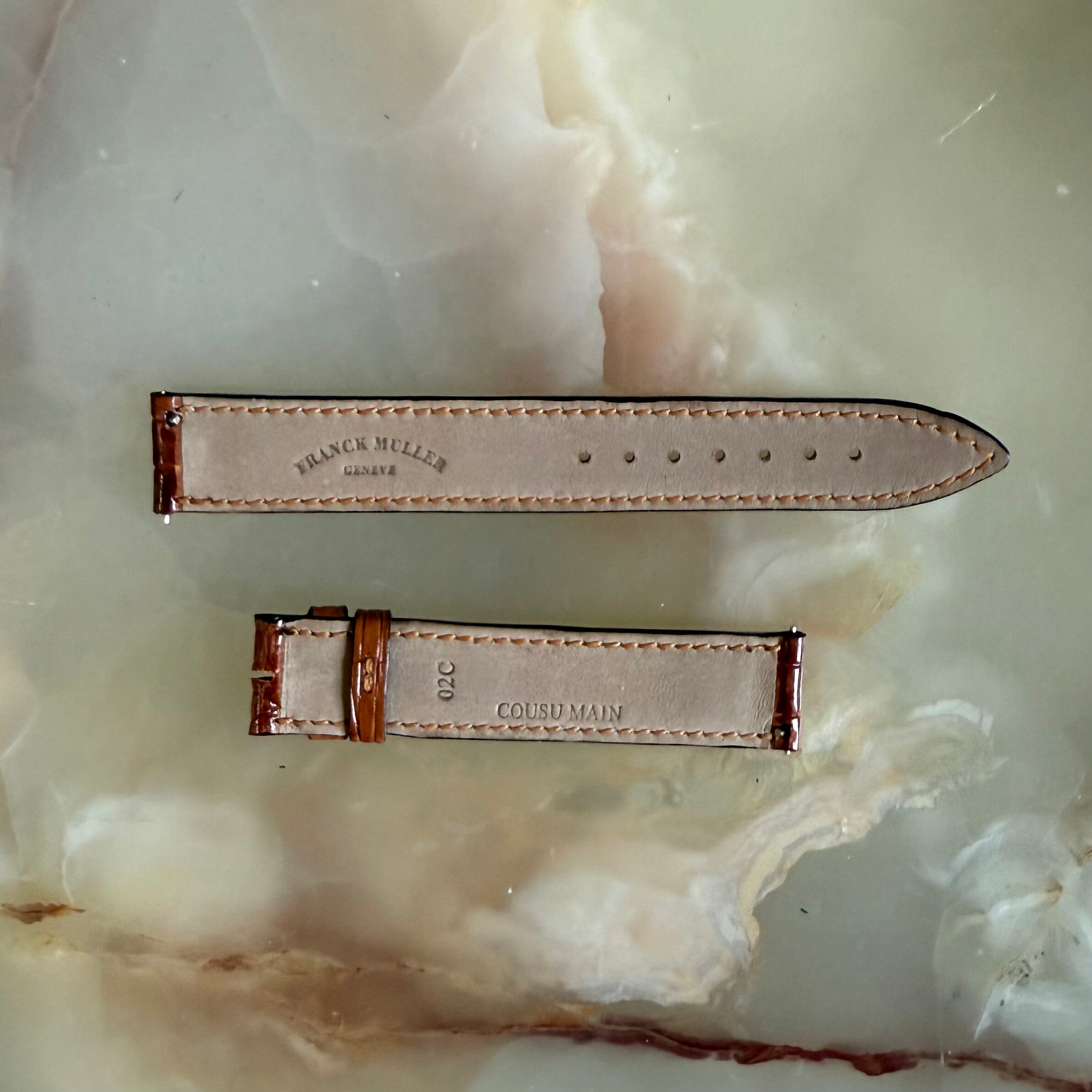 Authentic Franck Muller Brown Crocodile Watch Strap Band 16mm FRK0600592